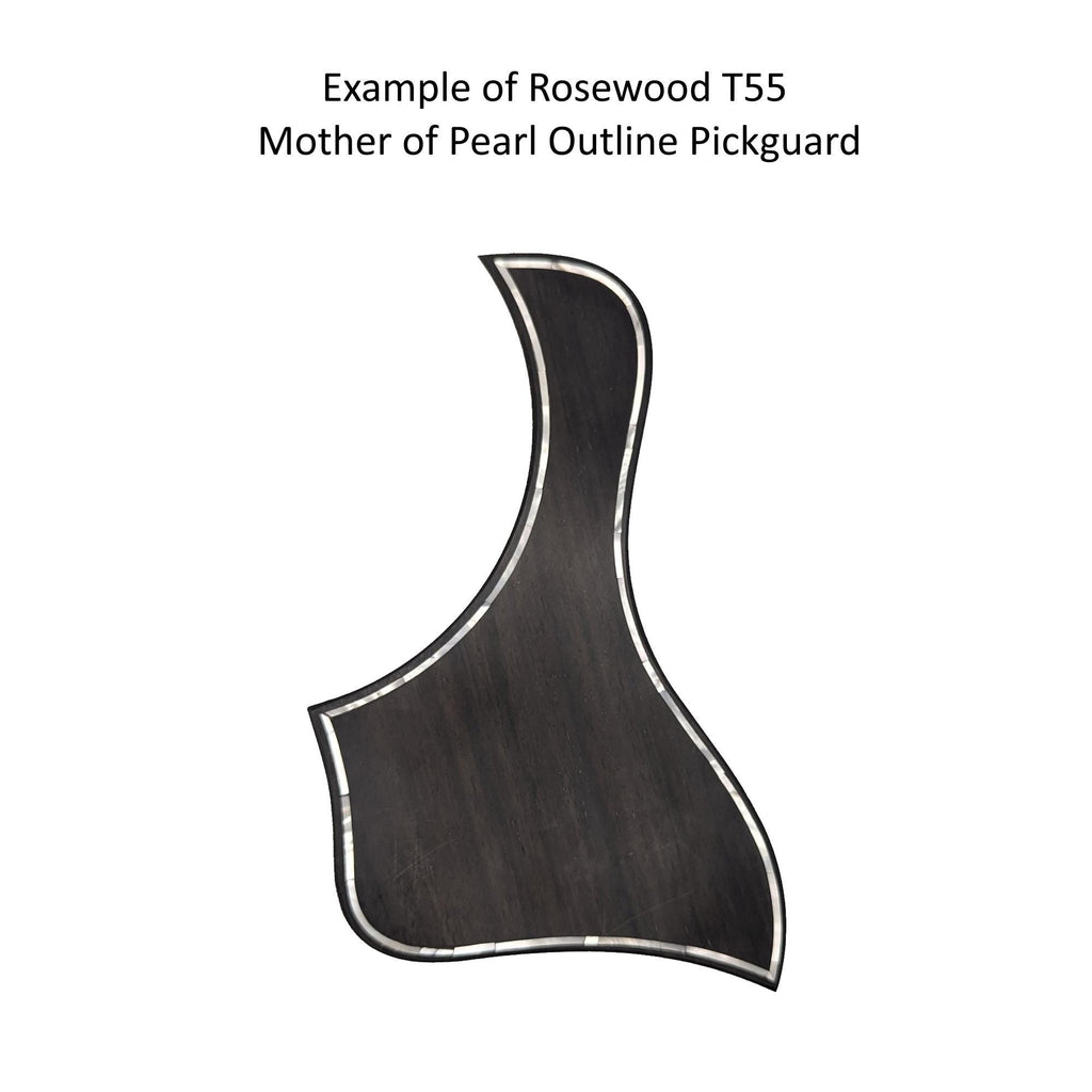 Rosewood Taylor Style Guitar Pickguard: White Mother of Pearl Inlay, Free Mount Option