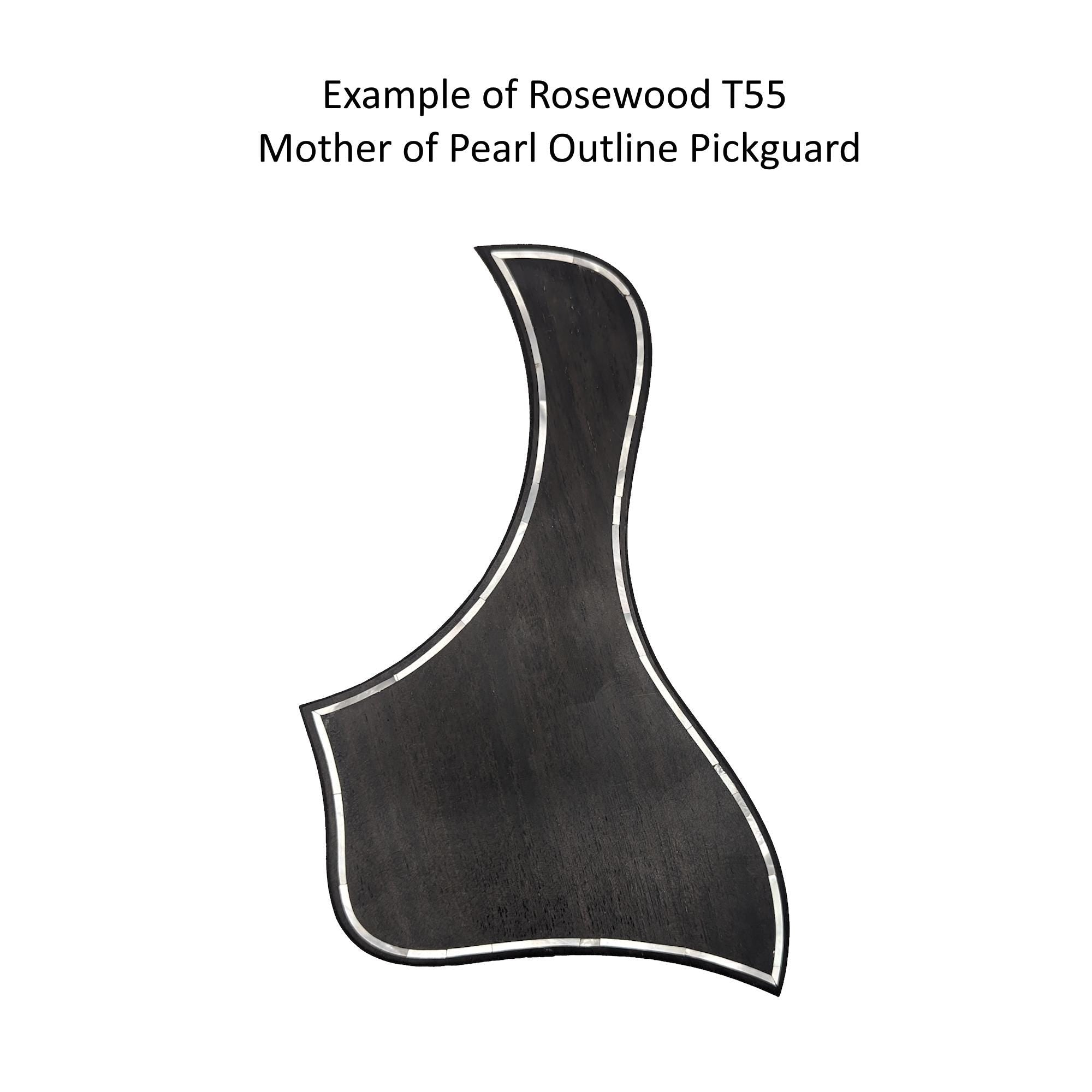 Rosewood Taylor Style Guitar Pickguard: White Mother of Pearl Inlay, Free Mount Option