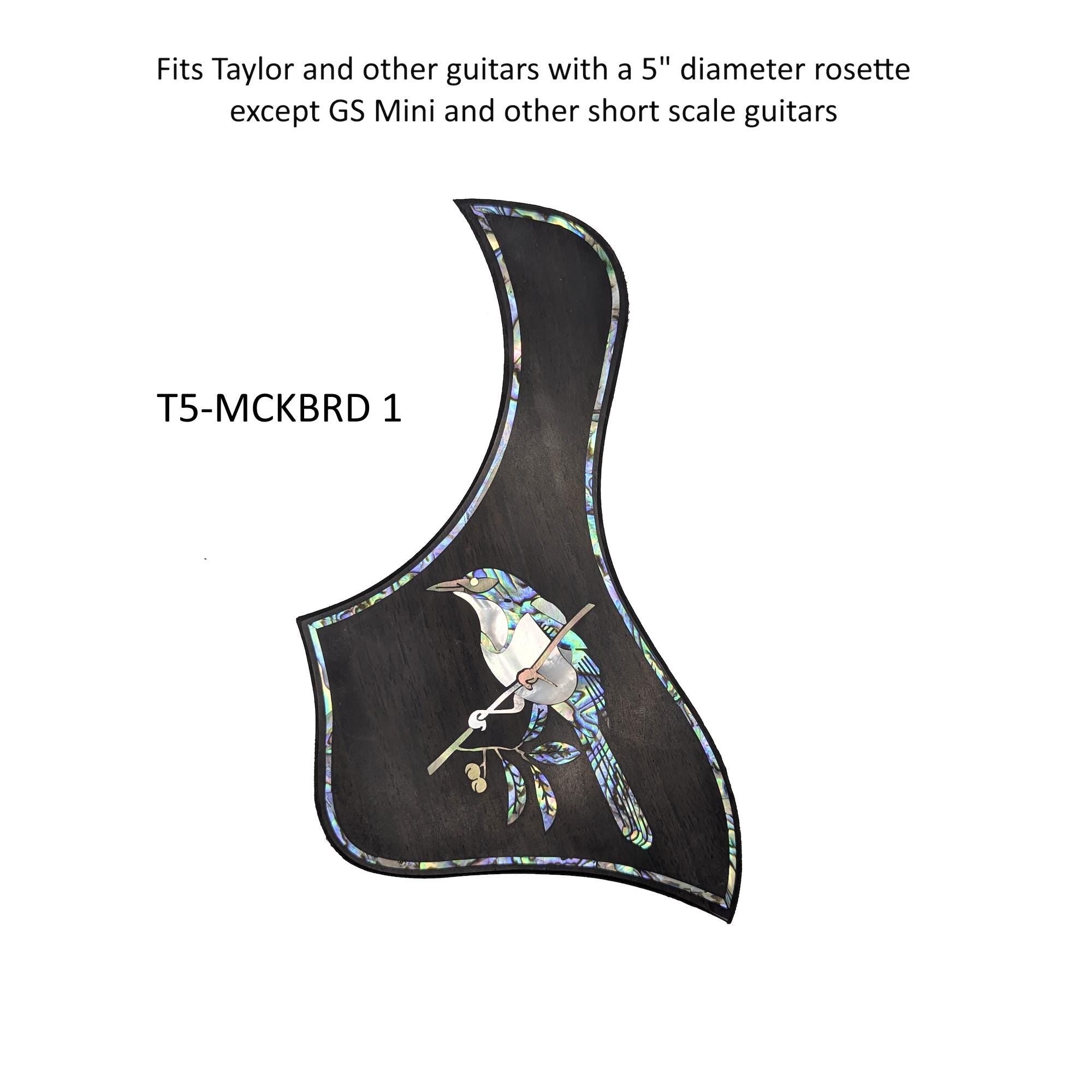 Taylor Style PickguardRosewood, Blue-Green Abalone & White Mother-of-Pearl Inlay Mockingbird Design