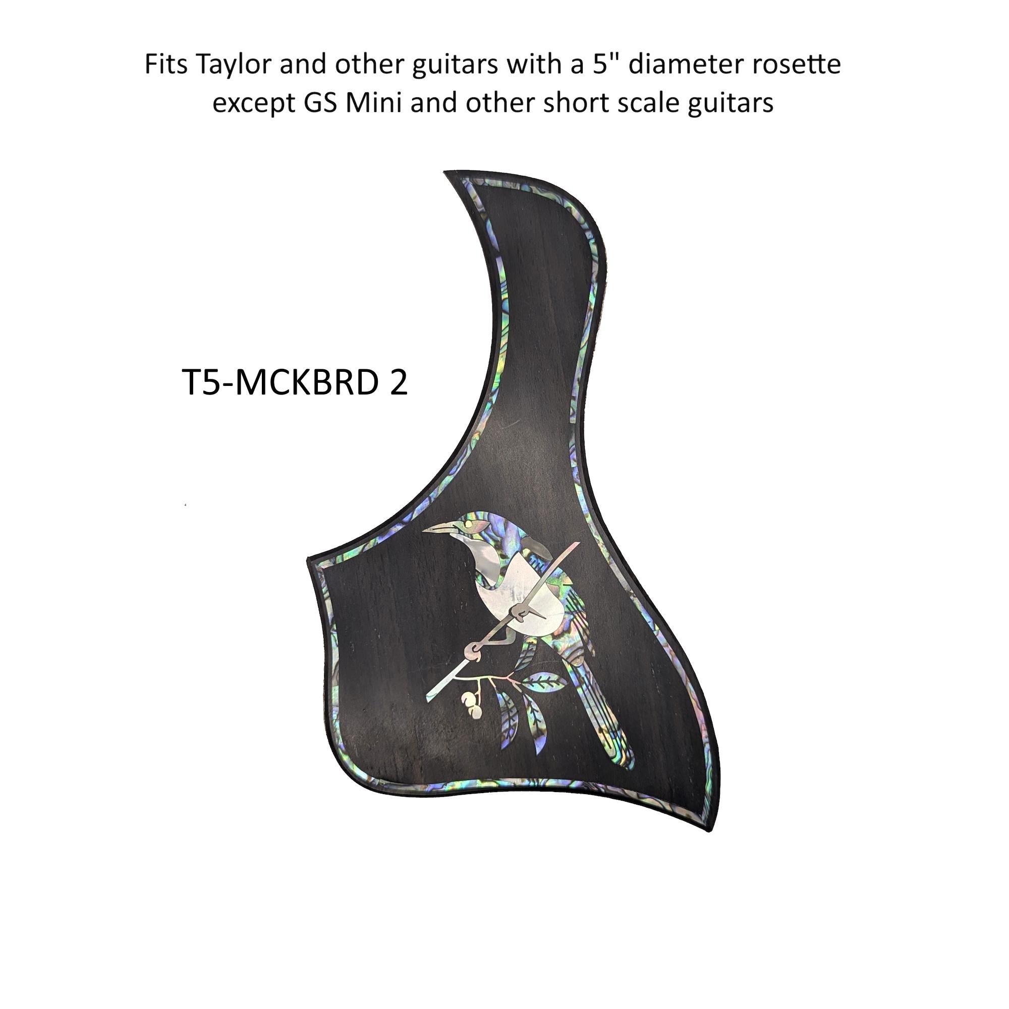 Taylor Style PickguardRosewood, Blue-Green Abalone & White Mother-of-Pearl Inlay Mockingbird Design