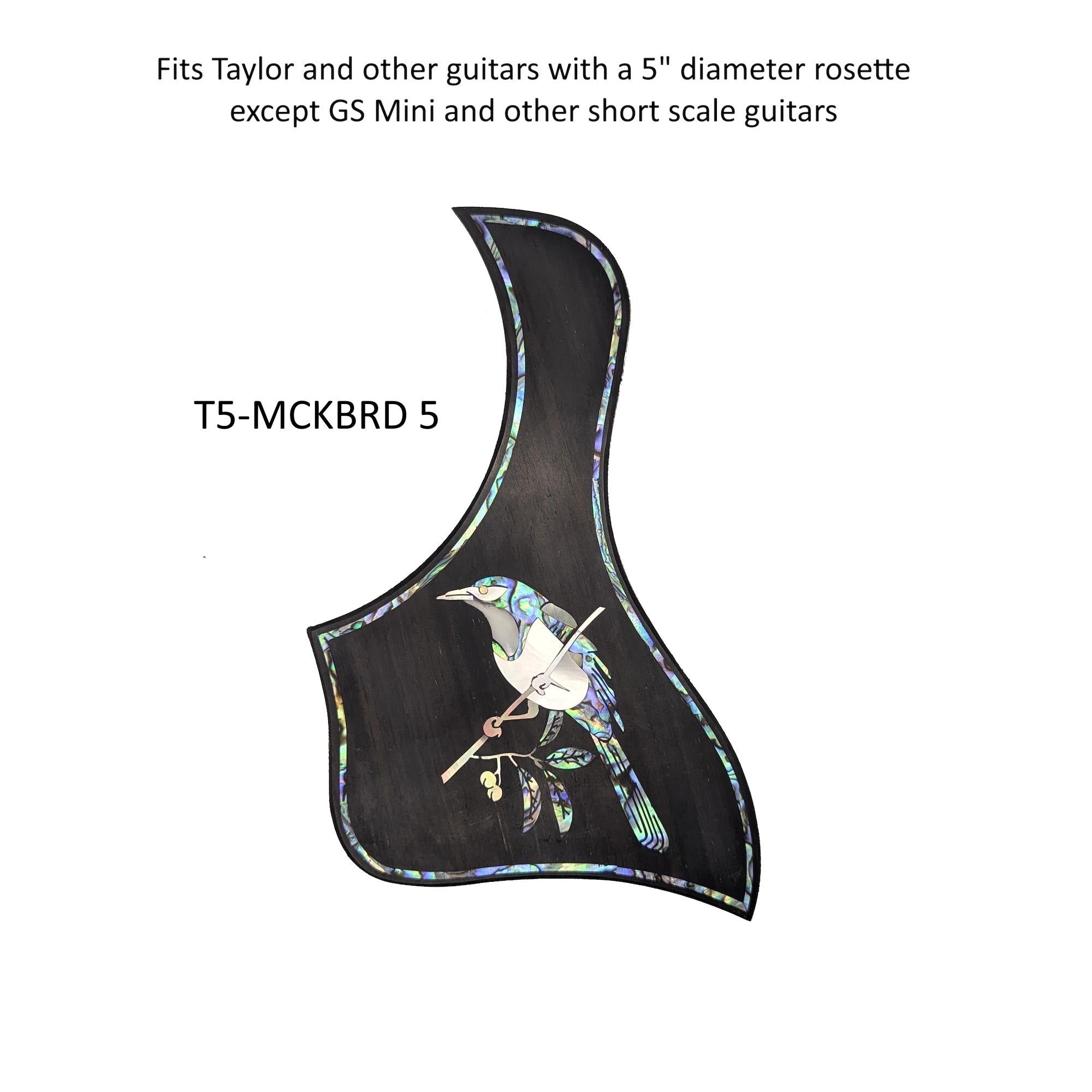 Taylor Style PickguardRosewood, Blue-Green Abalone & White Mother-of-Pearl Inlay Mockingbird Design