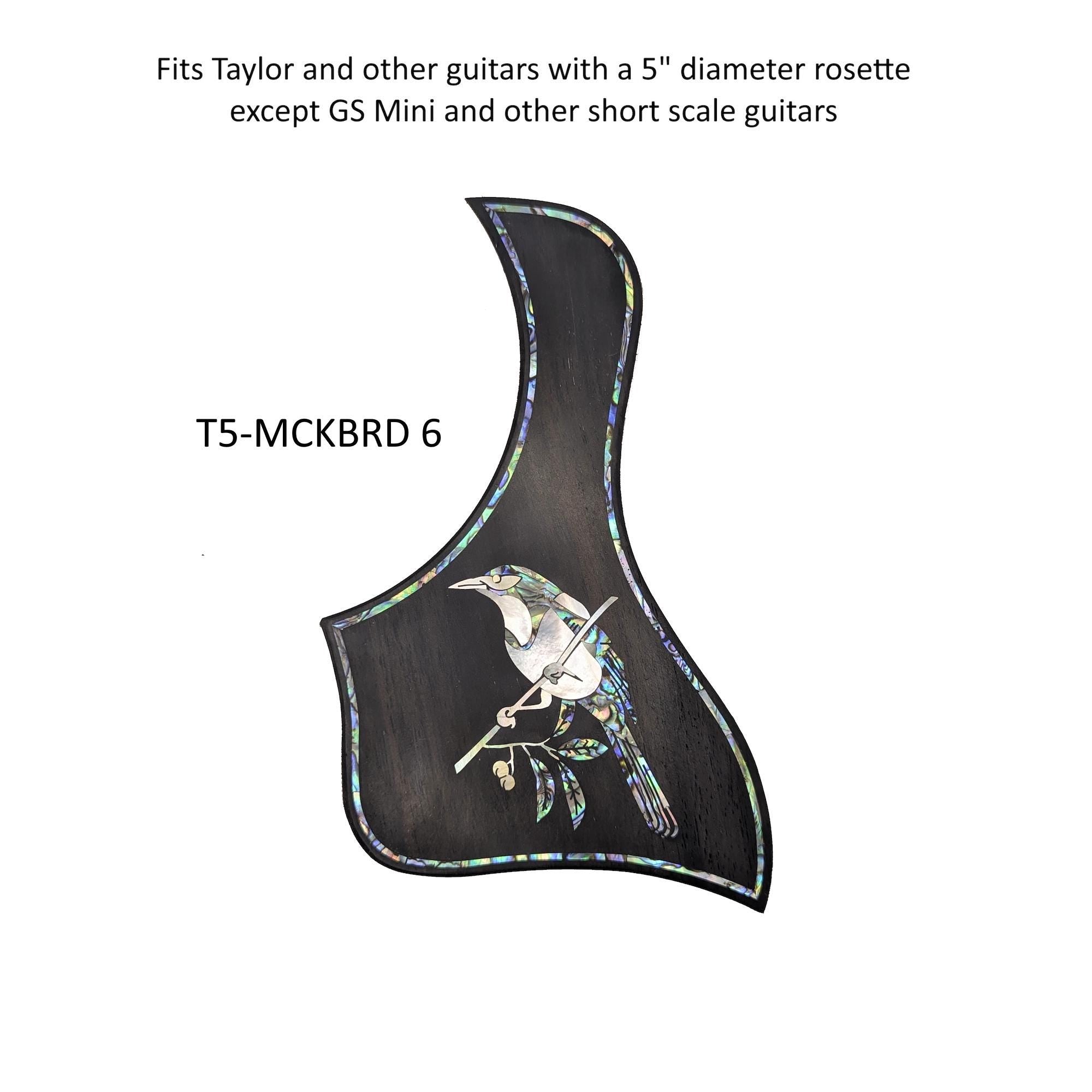 Taylor Style PickguardRosewood, Blue-Green Abalone & White Mother-of-Pearl Inlay Mockingbird Design