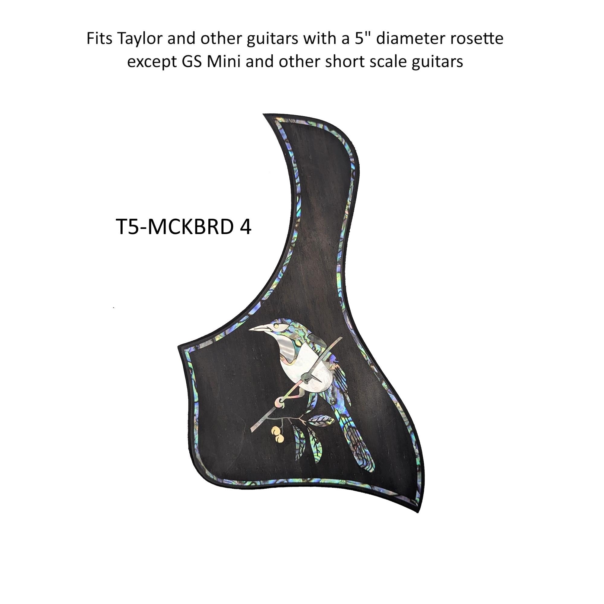 Taylor Style PickguardRosewood, Blue-Green Abalone & White Mother-of-Pearl Inlay Mockingbird Design
