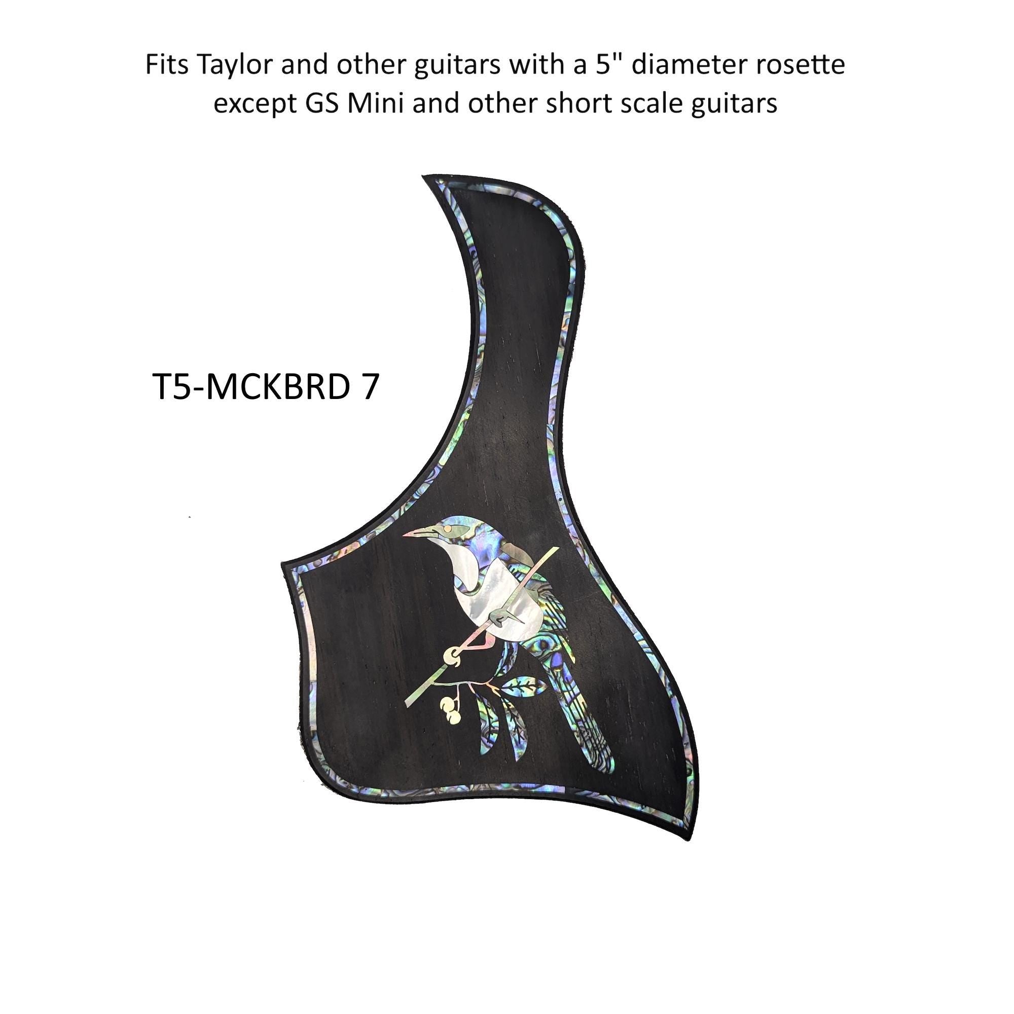 Taylor Style PickguardRosewood, Blue-Green Abalone & White Mother-of-Pearl Inlay Mockingbird Design