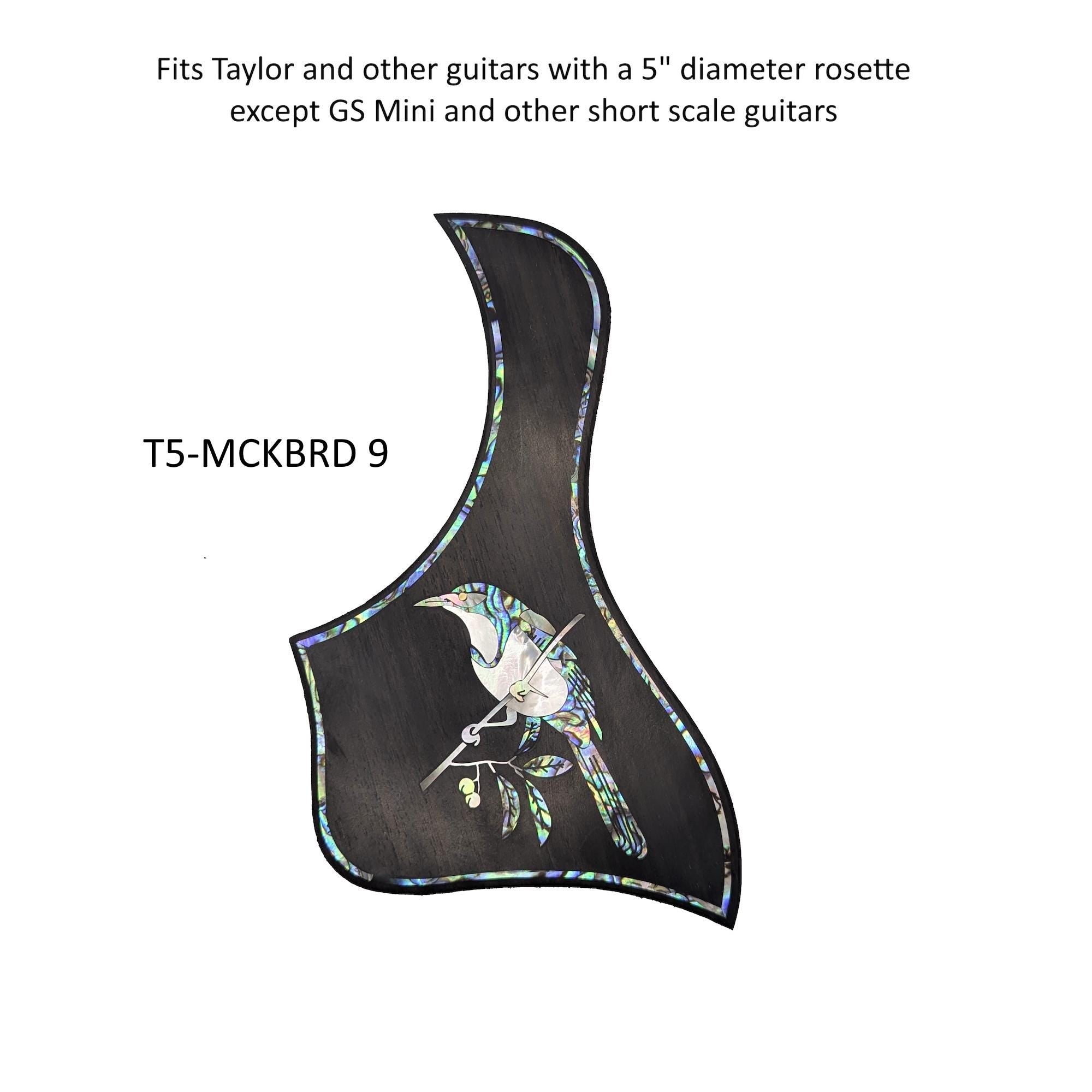 Taylor Style PickguardRosewood, Blue-Green Abalone & White Mother-of-Pearl Inlay Mockingbird Design