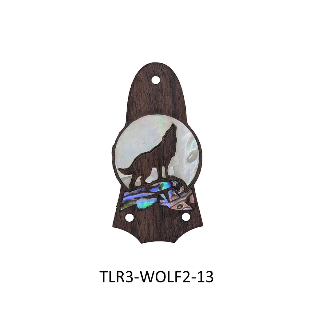 Truss Rod Cover Wolf & Howling Moon Colorful Abalone and White Mother of Pearl Inlay