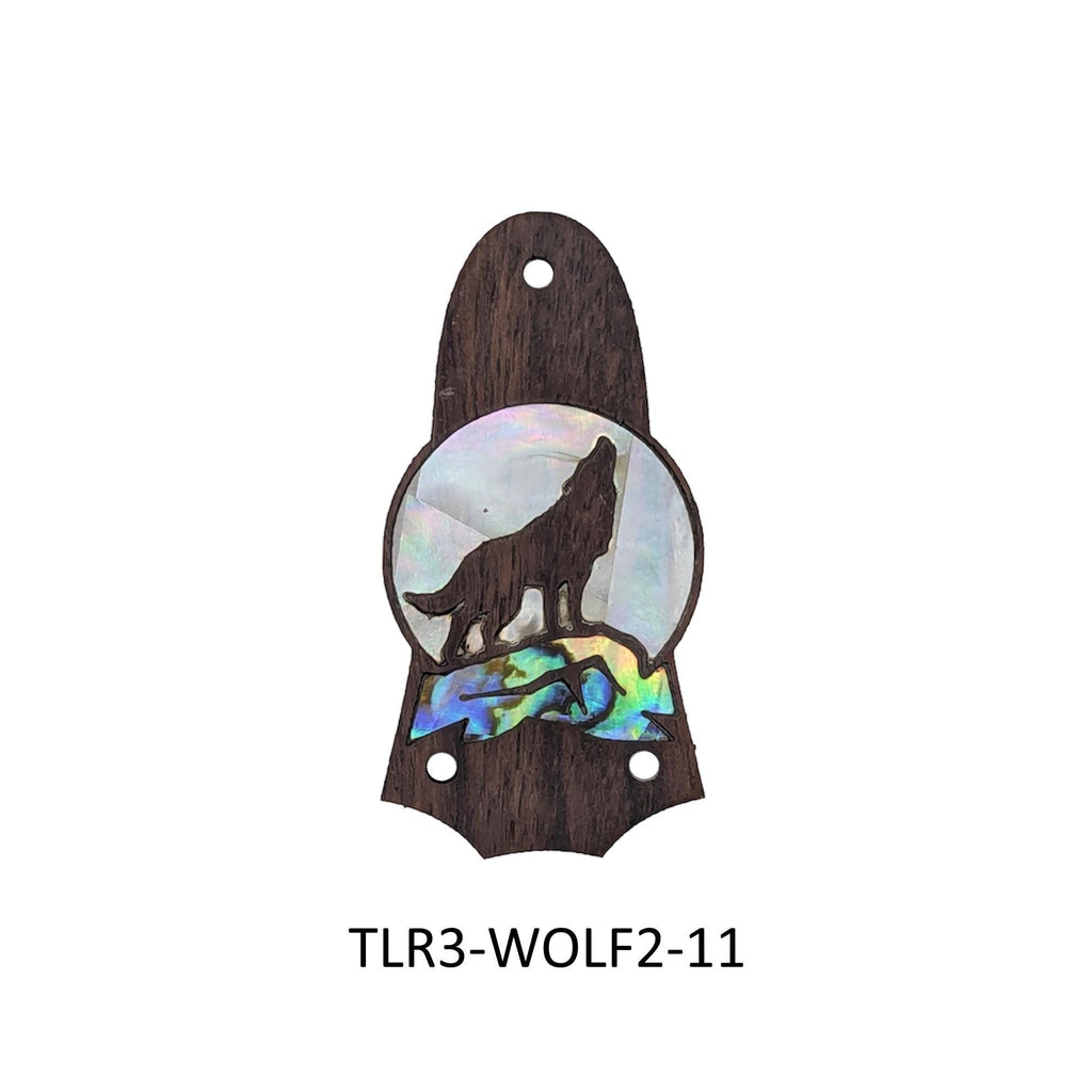 Truss Rod Cover Wolf & Howling Moon Colorful Abalone and White Mother of Pearl Inlay