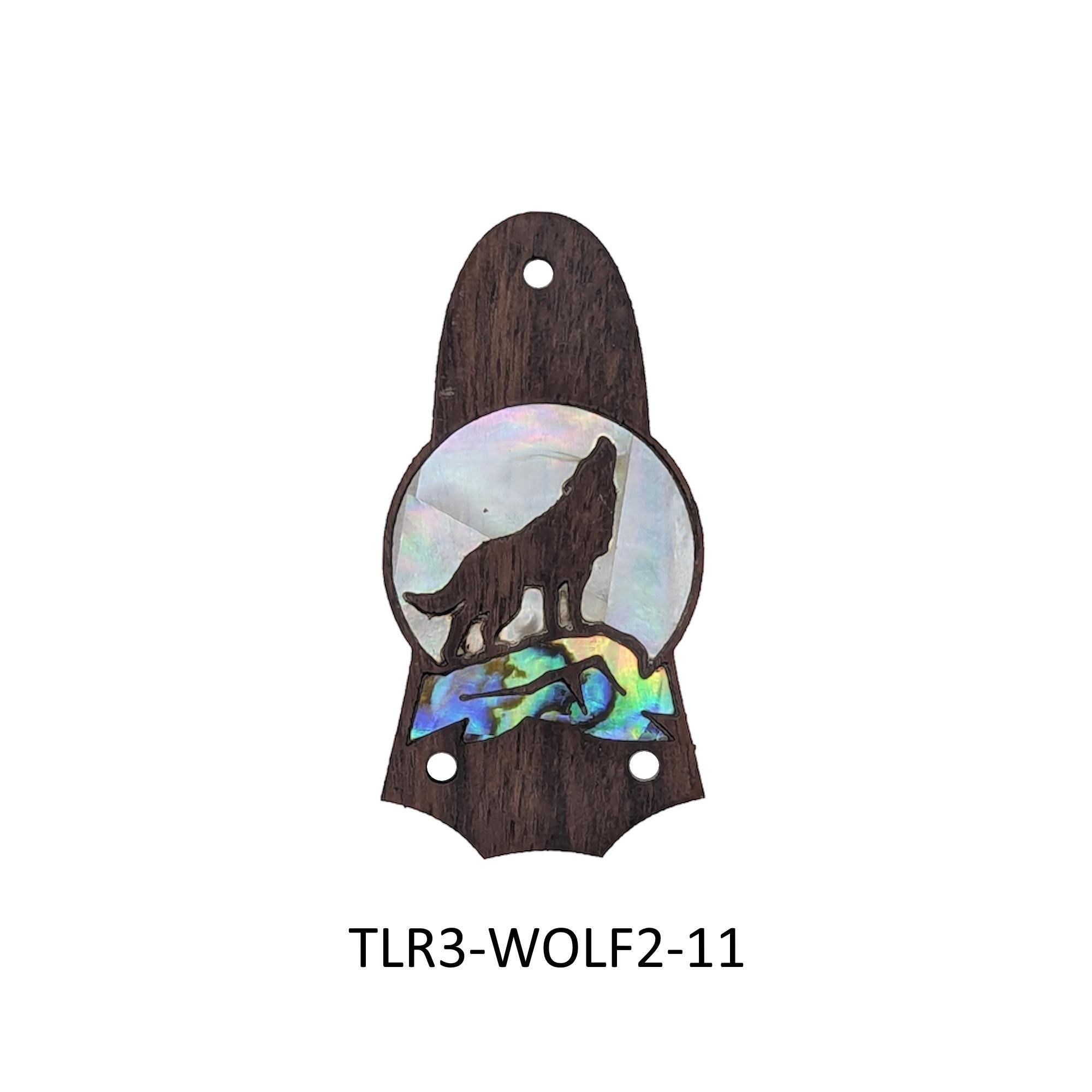 Truss Rod Cover Wolf & Howling Moon Colorful Abalone and White Mother of Pearl Inlay