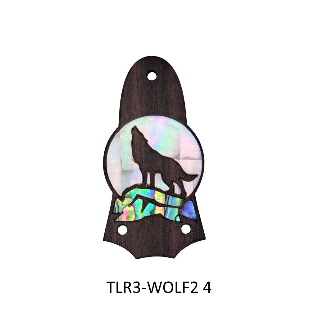 Truss Rod Cover Wolf & Howling Moon Colorful Abalone and White Mother of Pearl Inlay