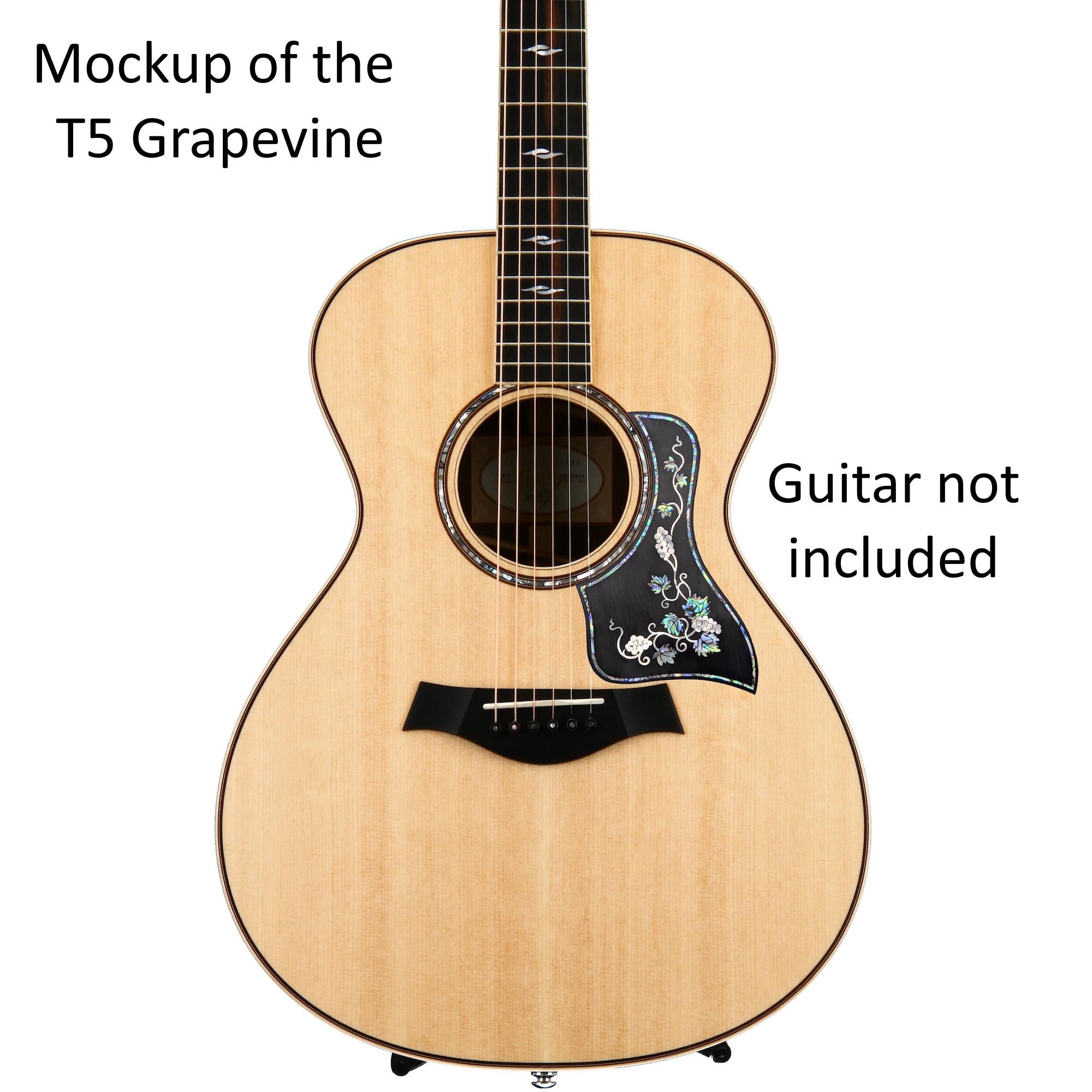 Full Sized Guitar Pickguard with Grapevine Inlay, White Mother of Pearl & Colorful Abalone