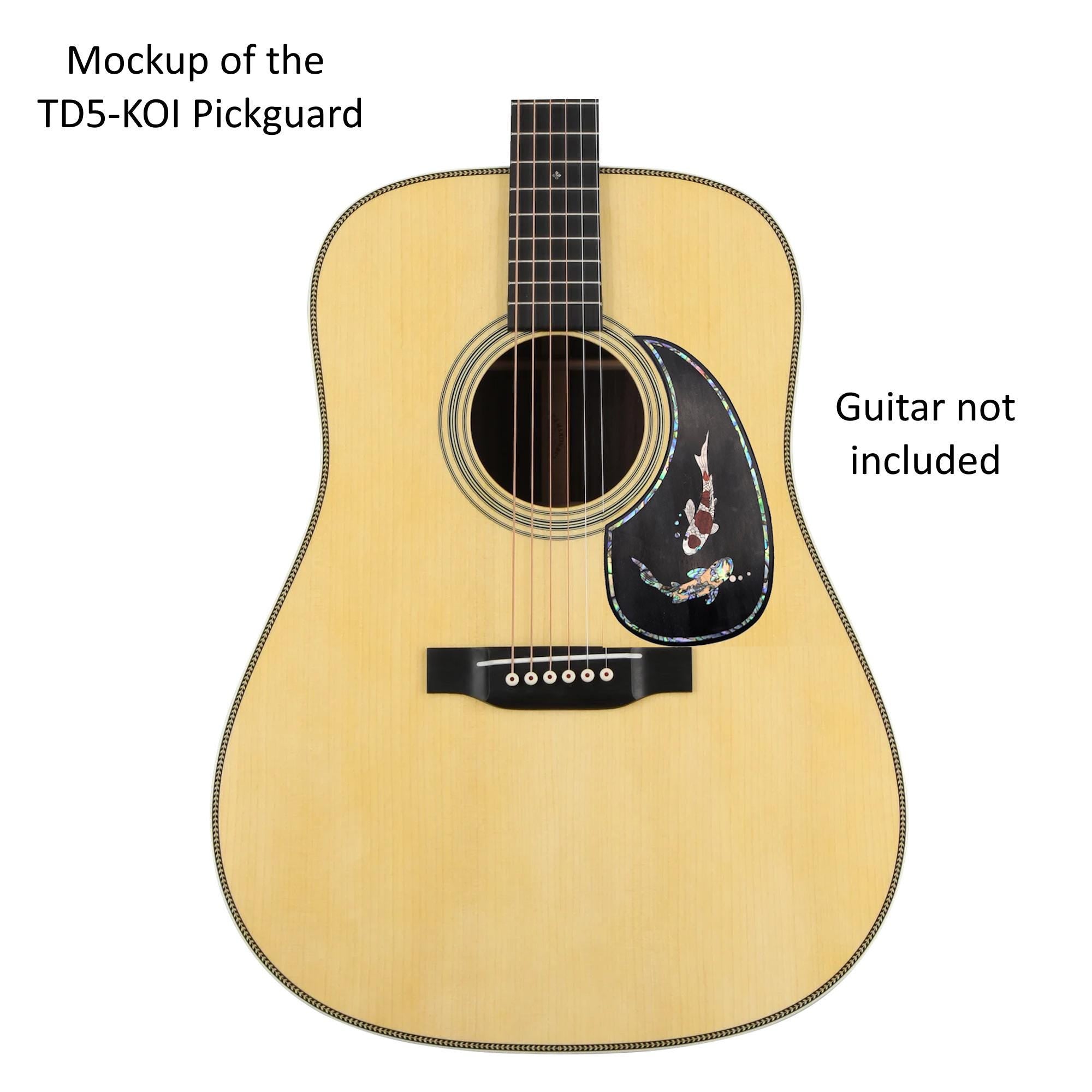 Rosewood Teardrop Guitar Pickguard: Colorful Abalone, Wood & Mother of Pearl Inlay