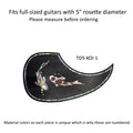 Rosewood Teardrop Guitar Pickguard: Colorful Abalone, Wood & Mother of Pearl Inlay