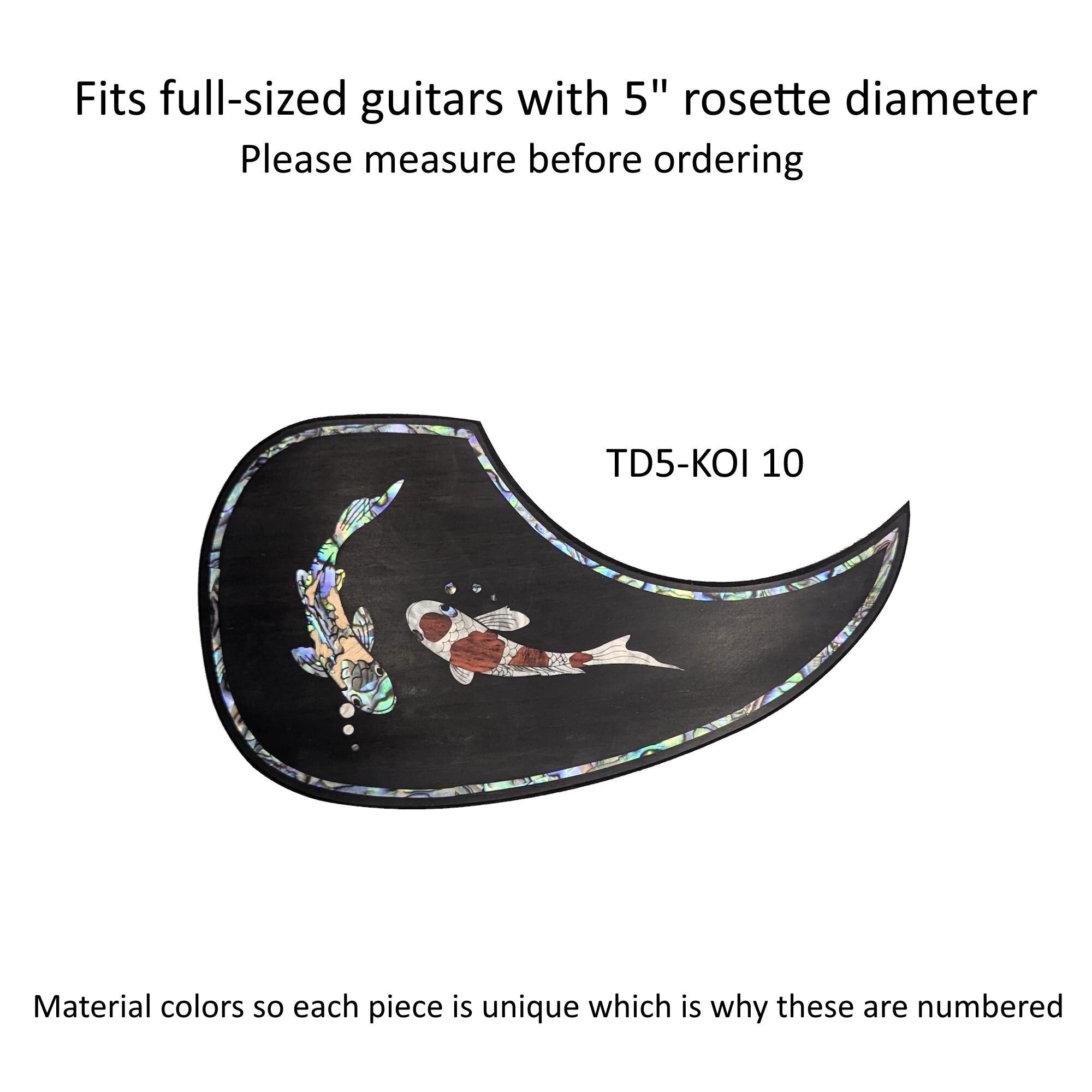 Rosewood Teardrop Guitar Pickguard: Colorful Abalone, Wood & Mother of Pearl Inlay
