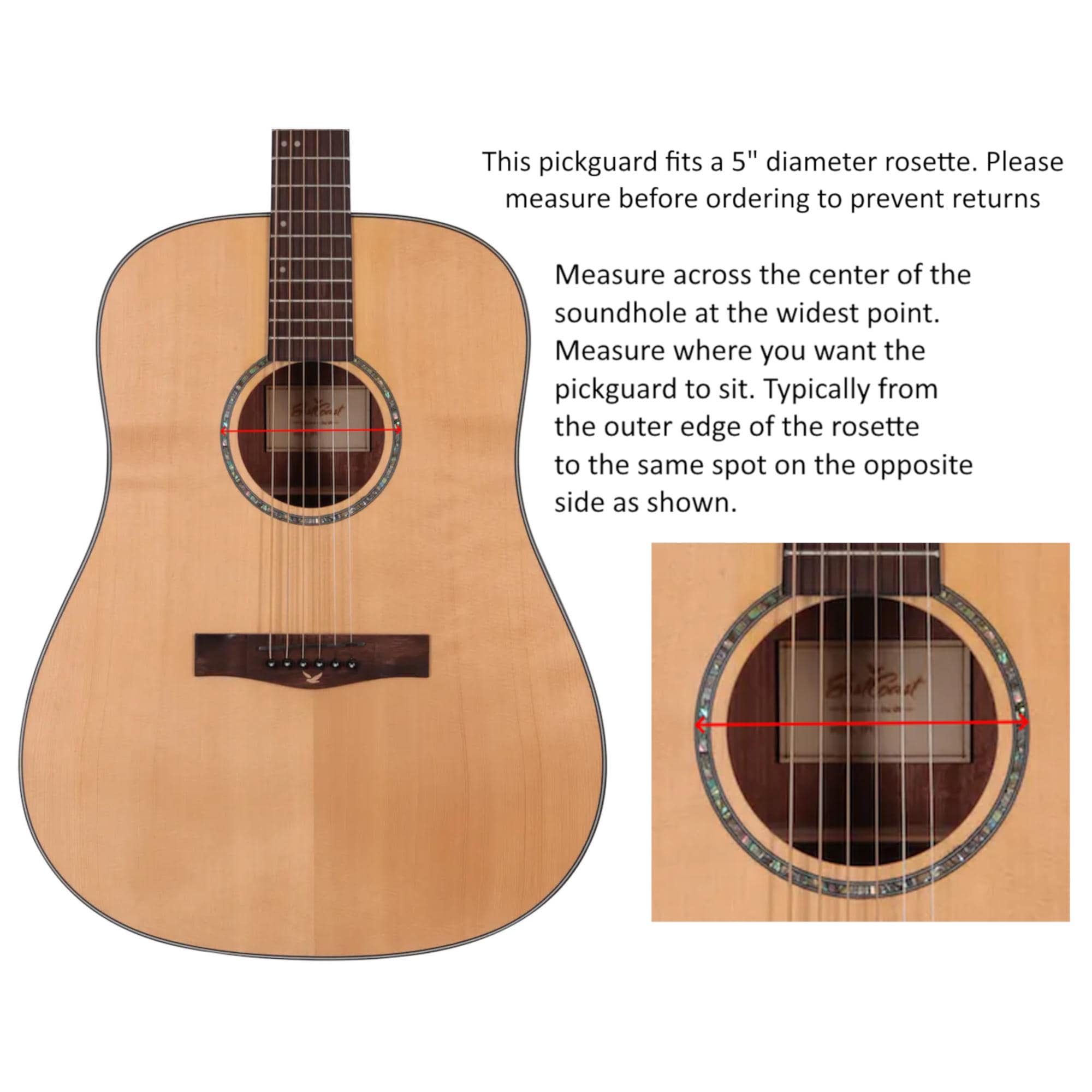 Rosewood Teardrop Guitar Pickguard with Abstract Design Inlay