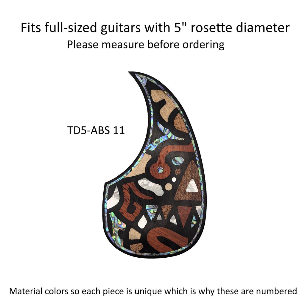 Rosewood Teardrop Guitar Pickguard with Abstract Design Inlay