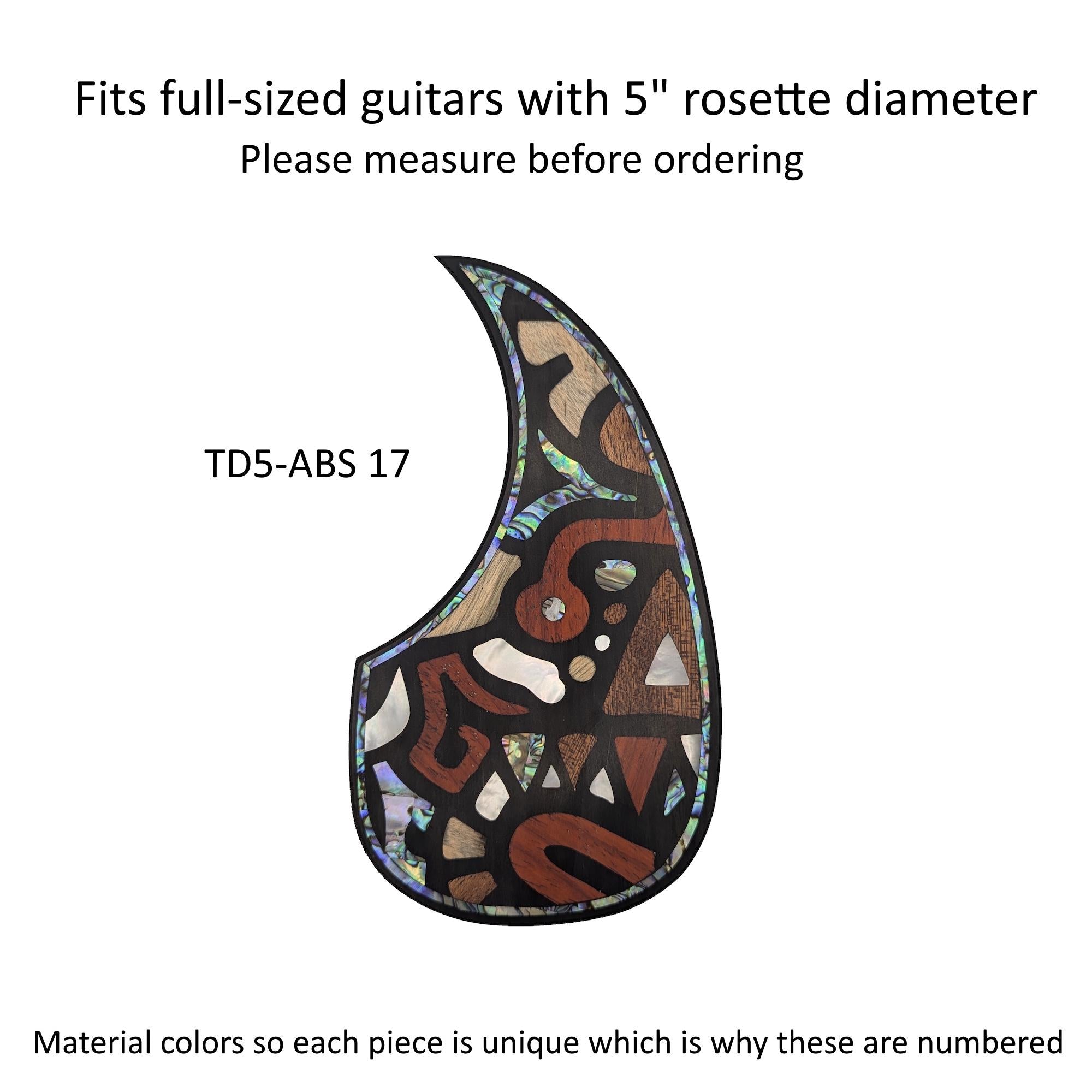 Rosewood Teardrop Guitar Pickguard with Abstract Design Inlay