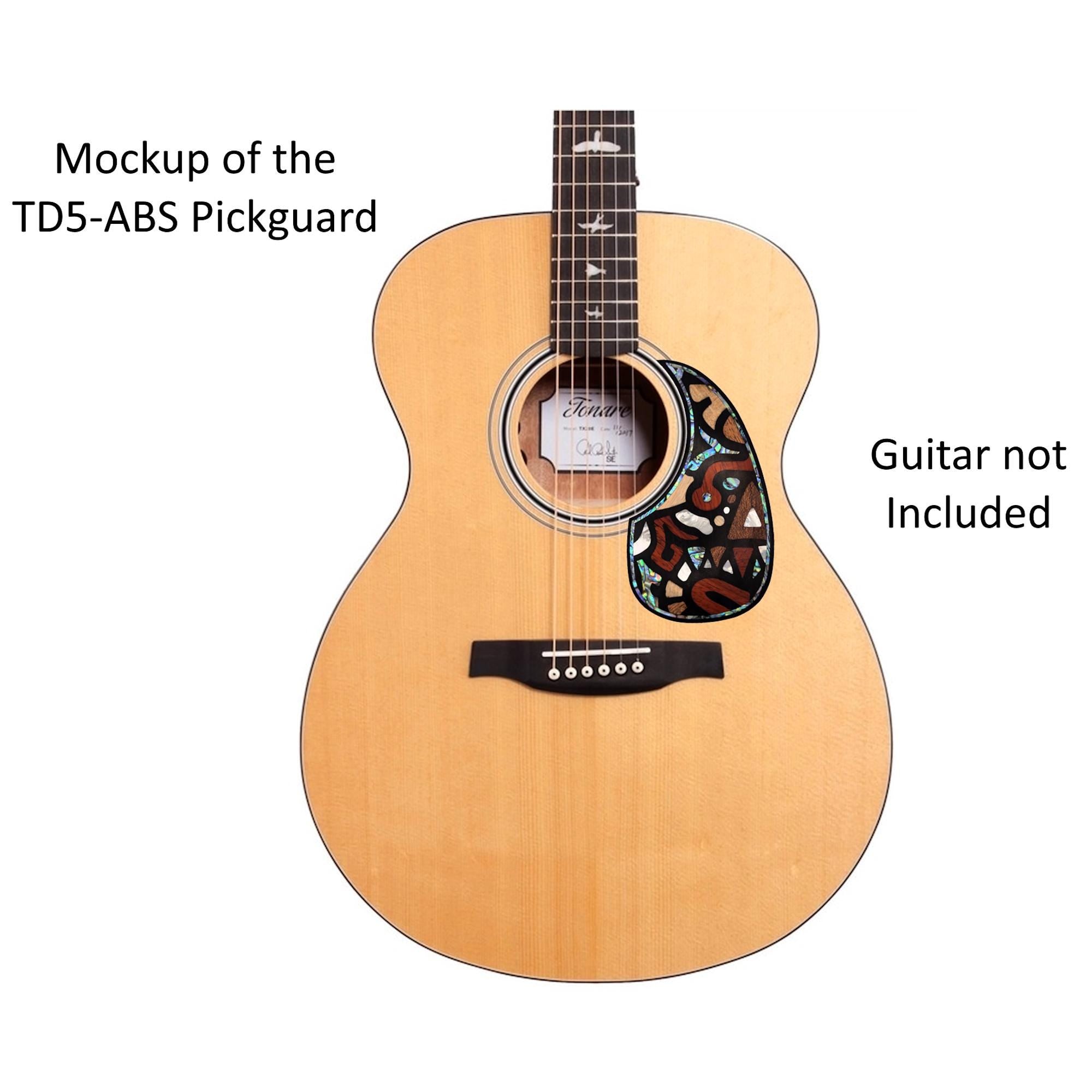Rosewood Teardrop Guitar Pickguard with Abstract Design Inlay
