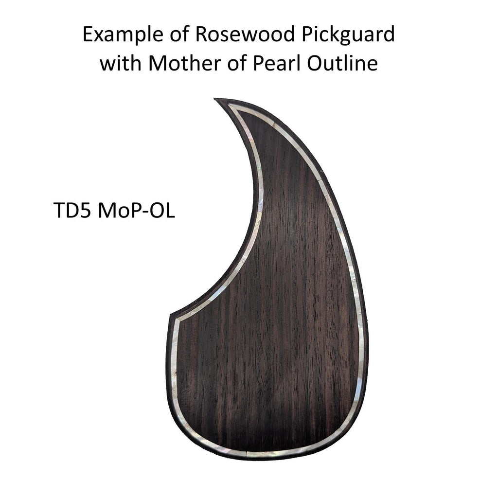 Solid Rosewood Teardrop Pickguard White Mother of Pearl Outline Inlay