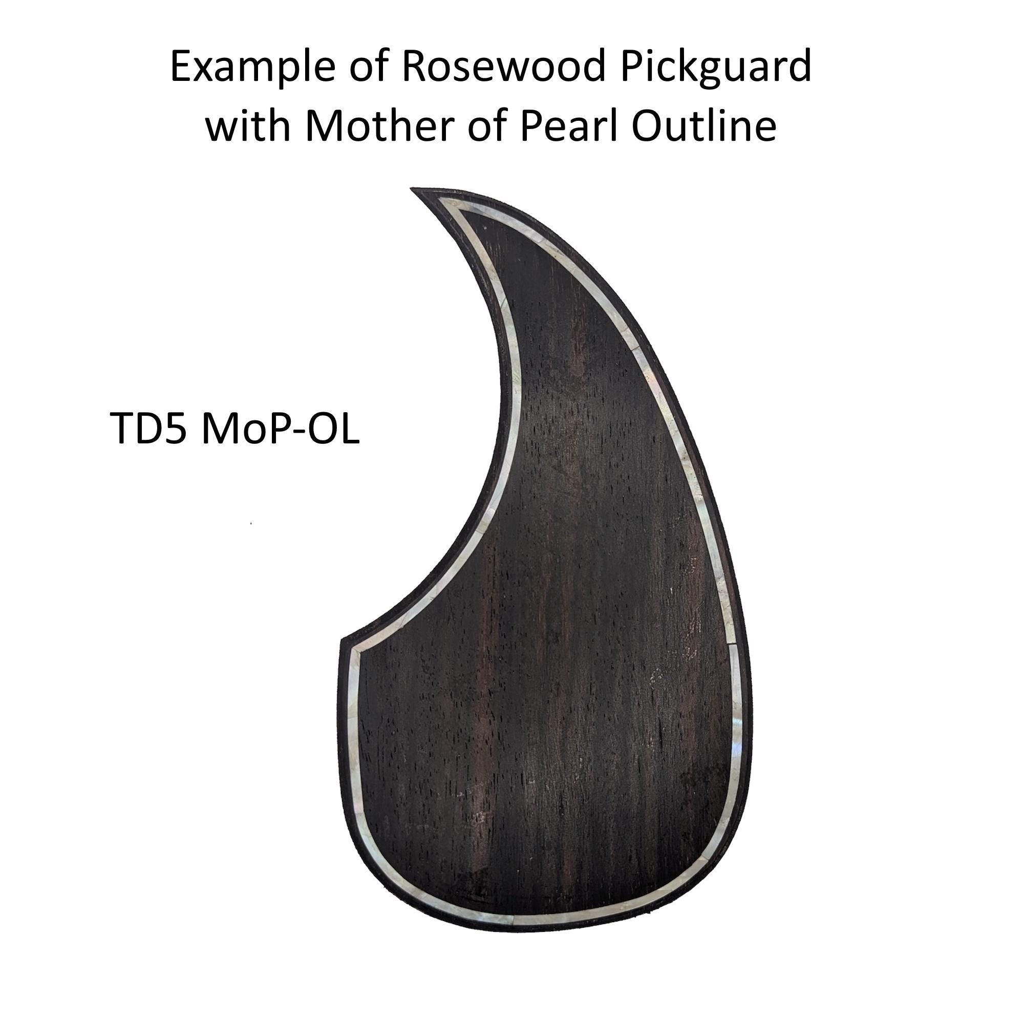 Solid Rosewood Teardrop Pickguard White Mother of Pearl Outline Inlay