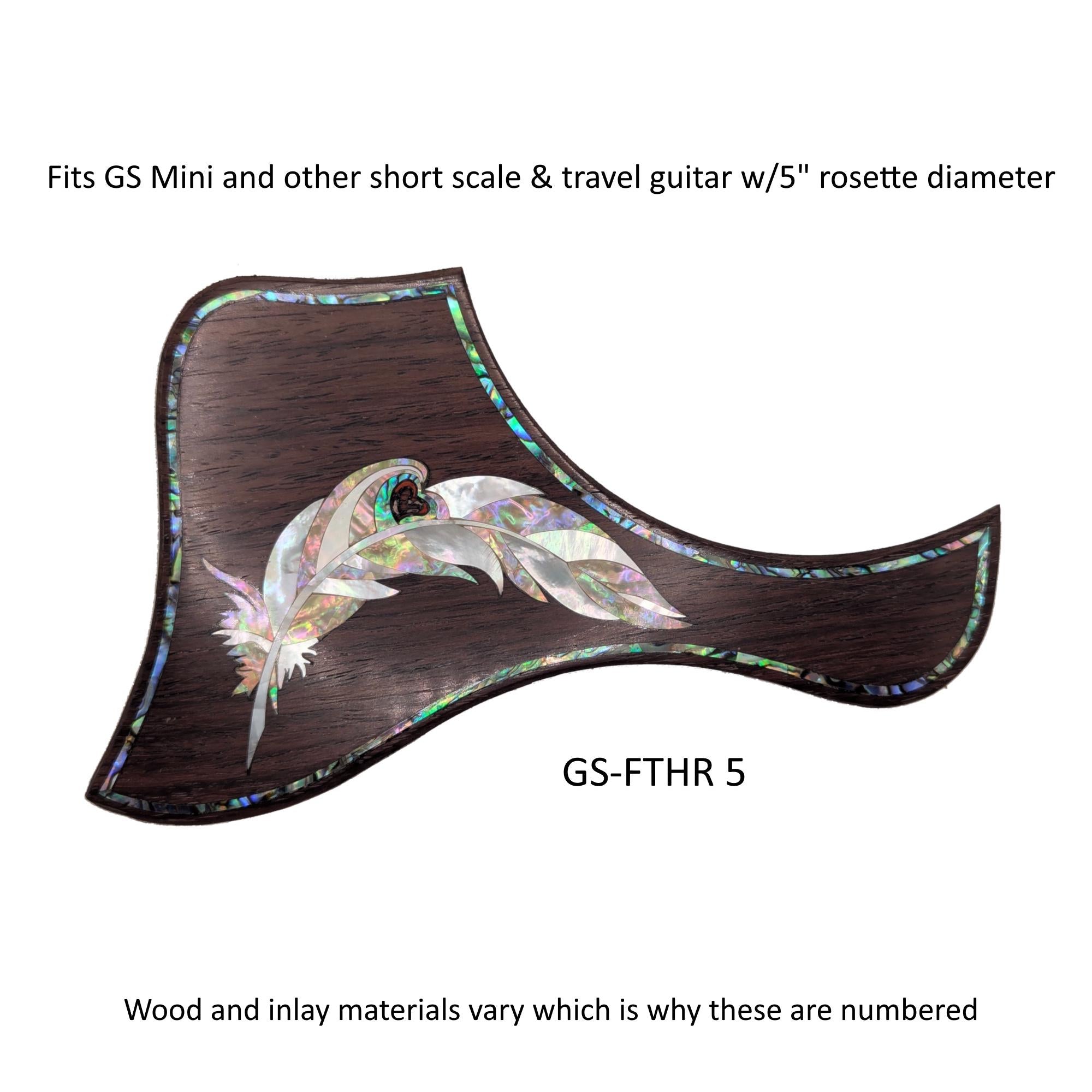 Taylor GS Mini Guitar Pickguard Feather Design Mother of Pearl Inlay Colorful Abalone