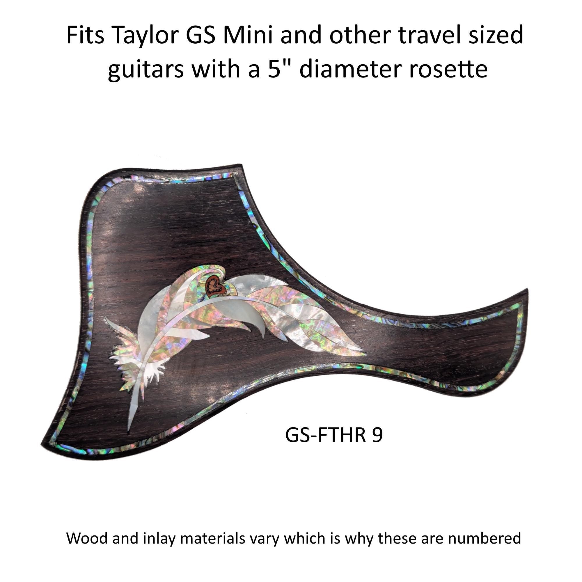 Taylor GS Mini Guitar Pickguard Feather Design Mother of Pearl Inlay Colorful Abalone