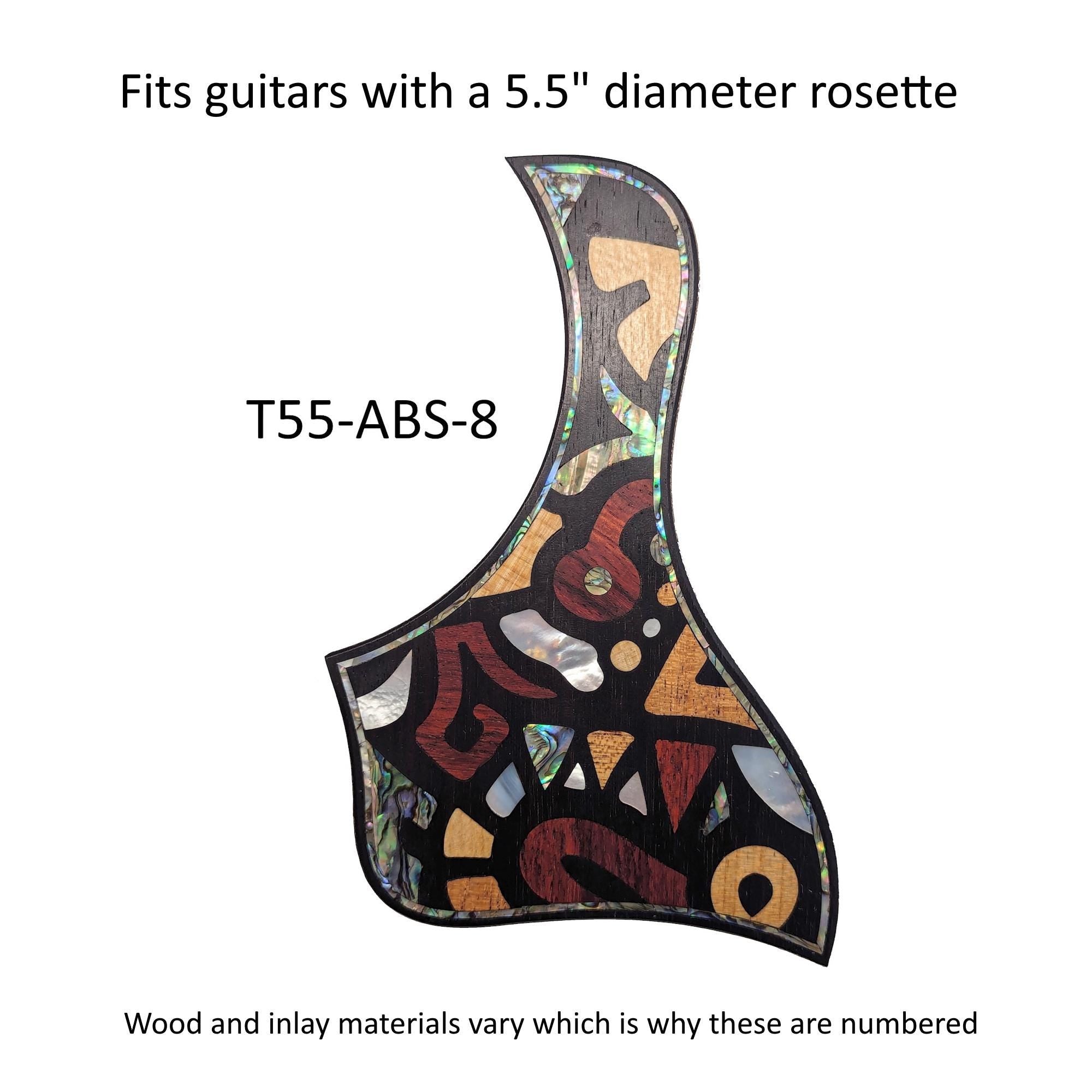 Pickguard Fits Taylor Guitars Rosewood Abstract Design | Solid Wood Abalone Mother of Pearl InlayT55
