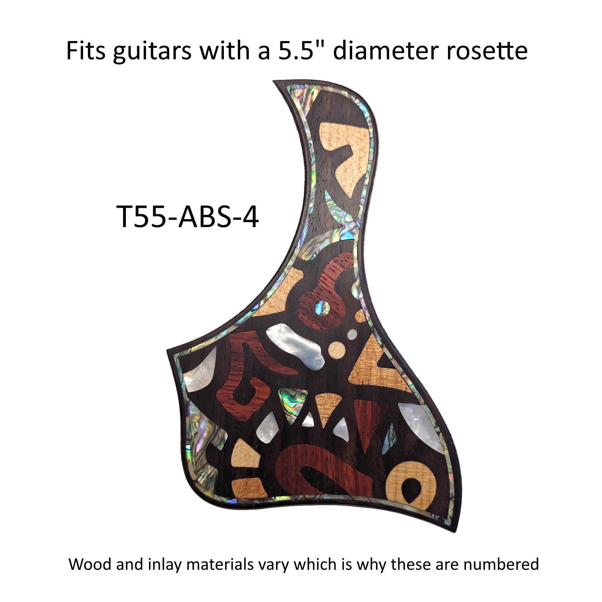 Pickguard Fits Taylor Guitars Rosewood Abstract Design | Solid Wood Abalone Mother of Pearl InlayT55