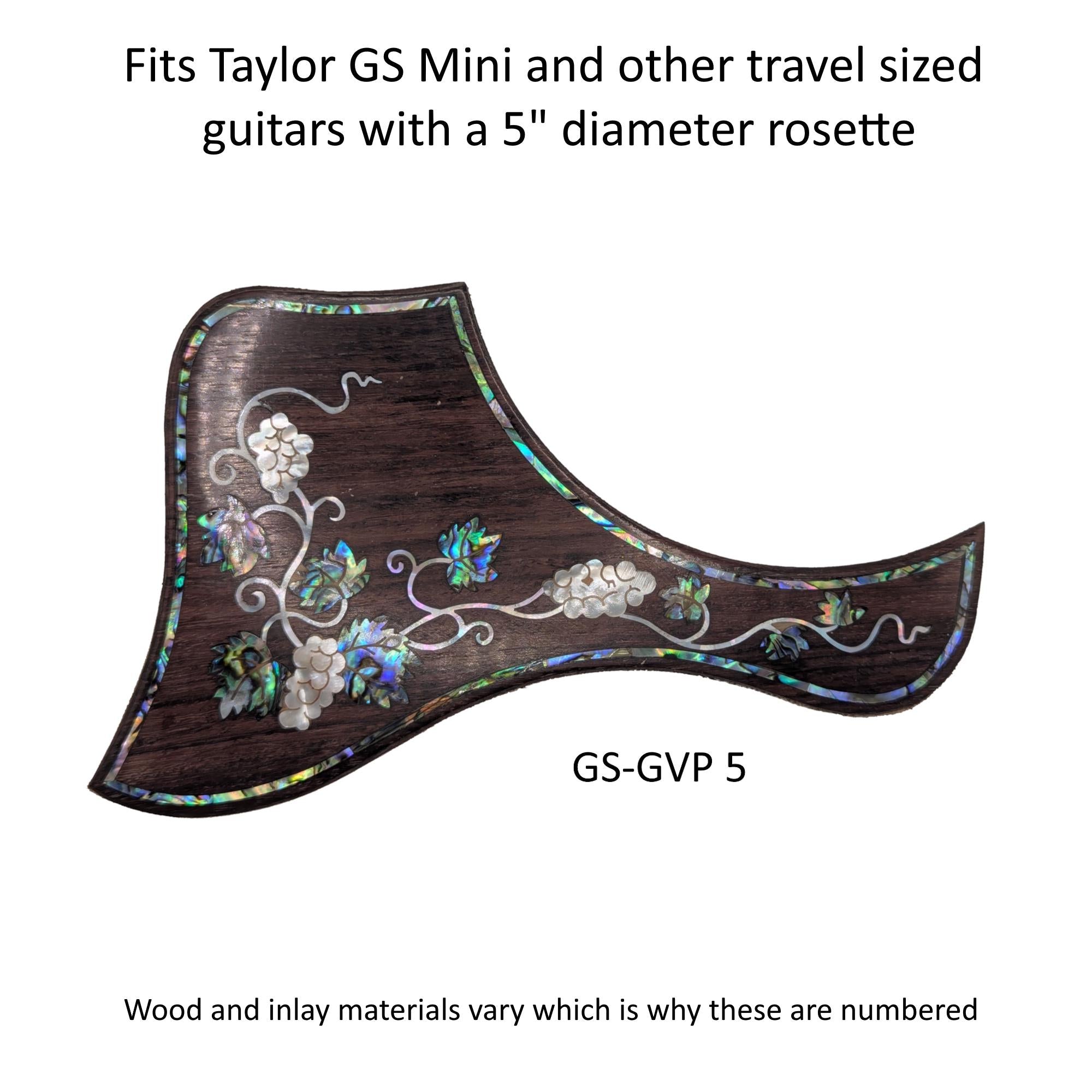 Taylor GS Mini & Travel Short Scale Guitar Pickguard Coloful Detailed Grapevine Inlay