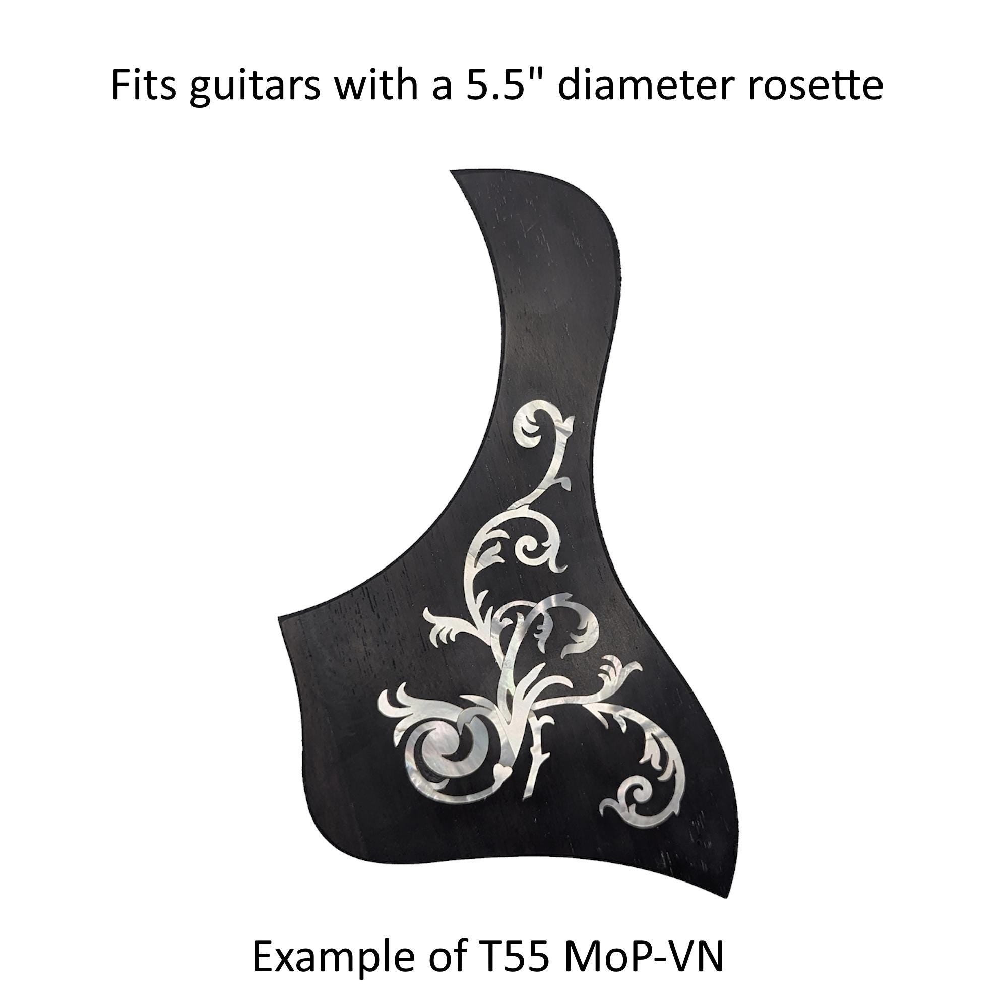 Made to Fit Taylor Guitars- Rosewood Pickguard with White Mother of Pearl Vine Inlay