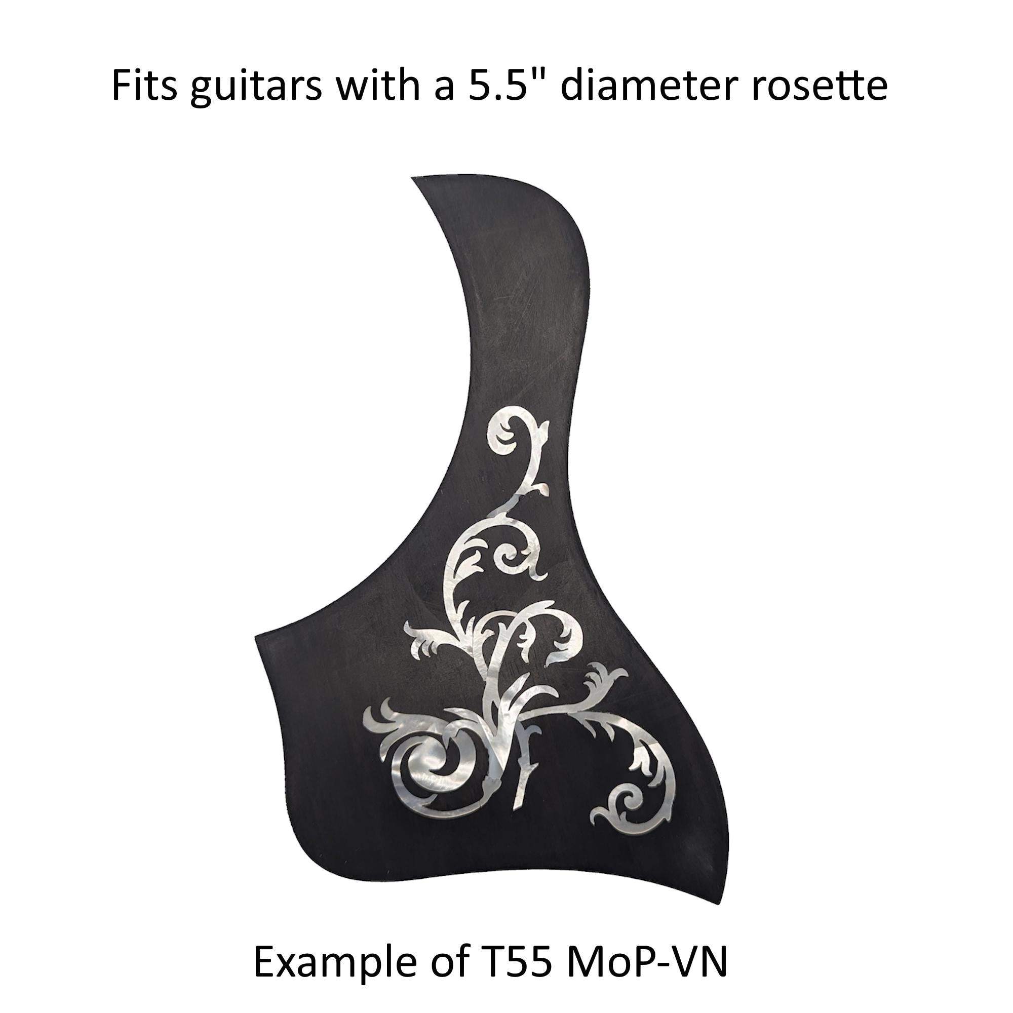 Made to Fit Taylor Guitars- Rosewood Pickguard with White Mother of Pearl Vine Inlay