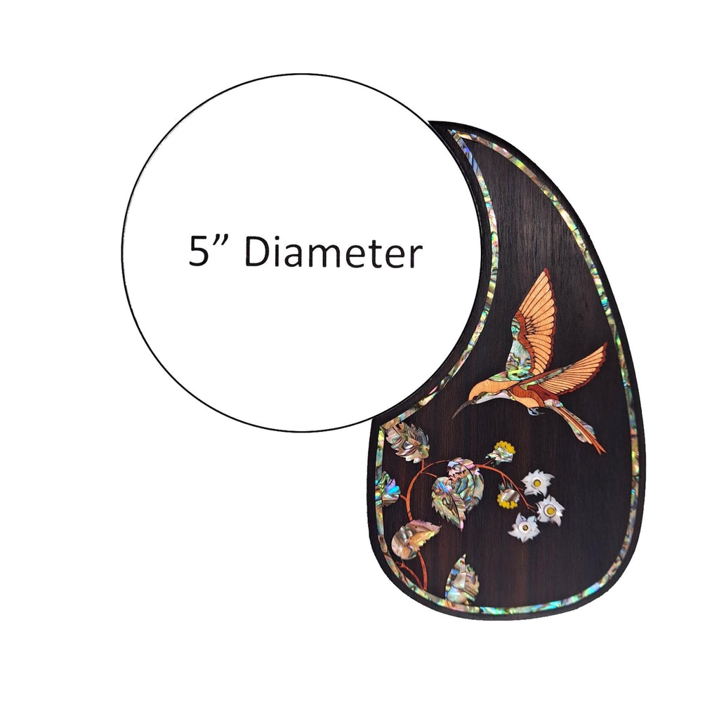 Guitar Pickguard Hummingbird and Flowers Abalone & Mother of Pearl Inlay- Handcrafted Parts