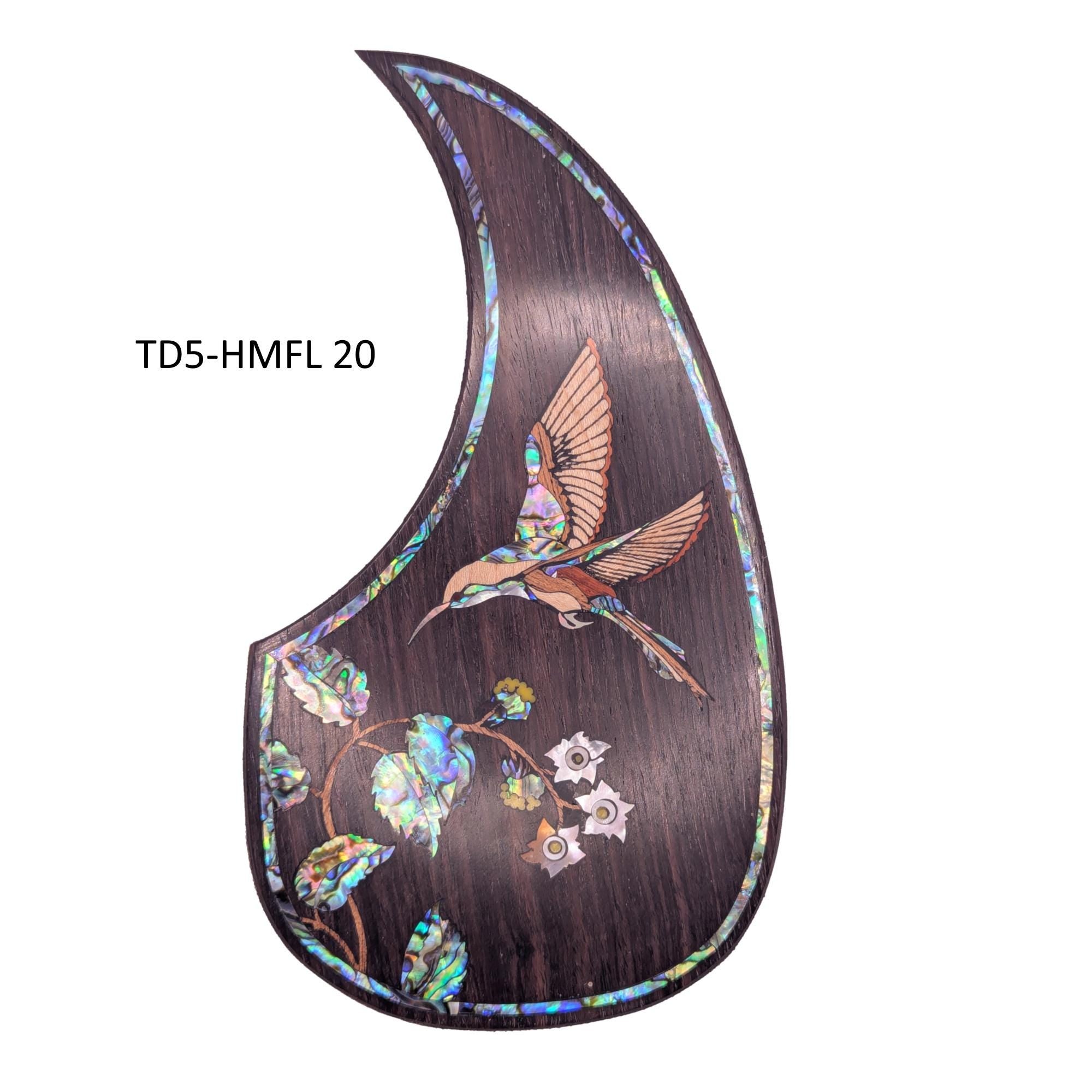 Guitar Pickguard Hummingbird and Flowers Abalone & Mother of Pearl Inlay- Handcrafted Parts
