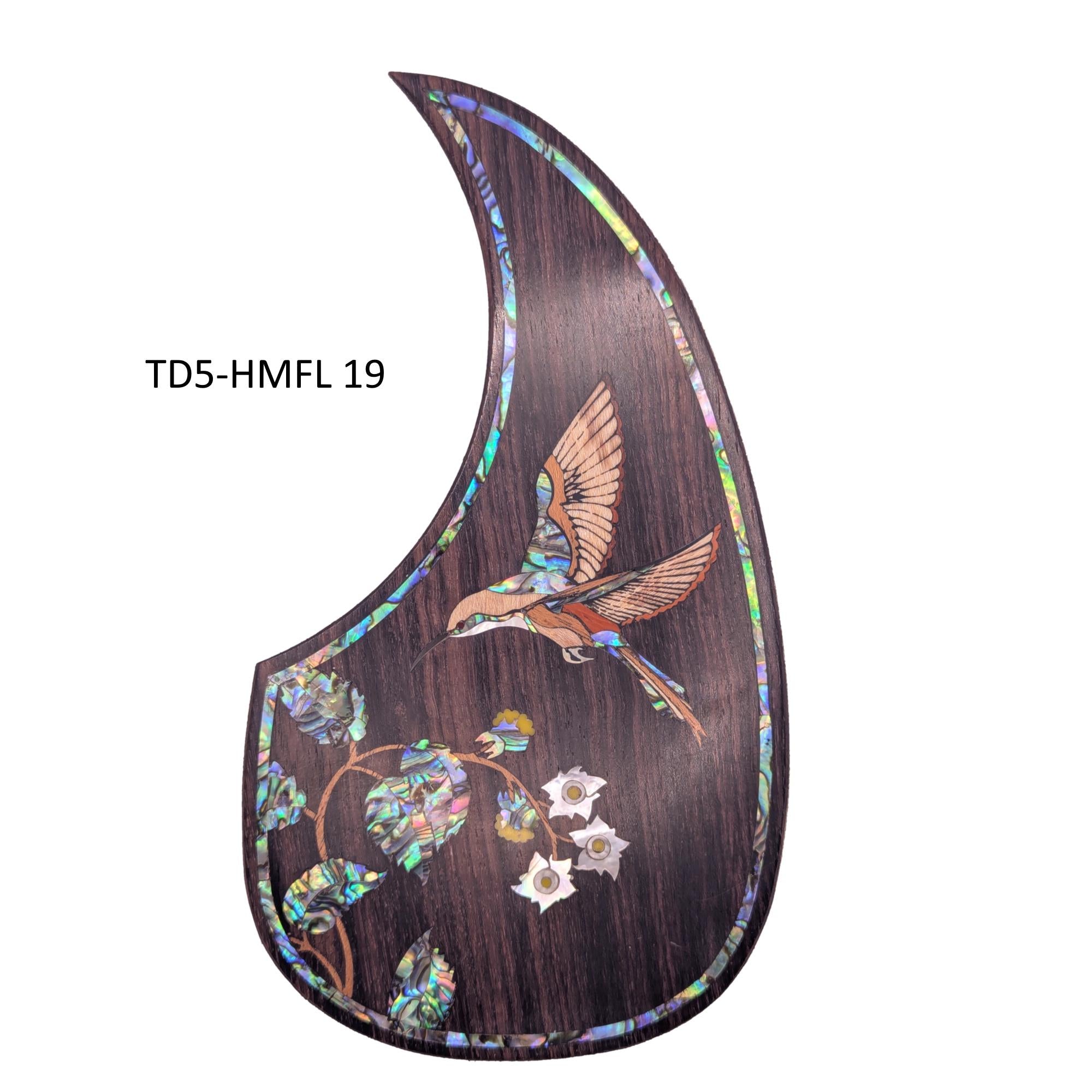 Guitar Pickguard Hummingbird and Flowers Abalone & Mother of Pearl Inlay- Handcrafted Parts