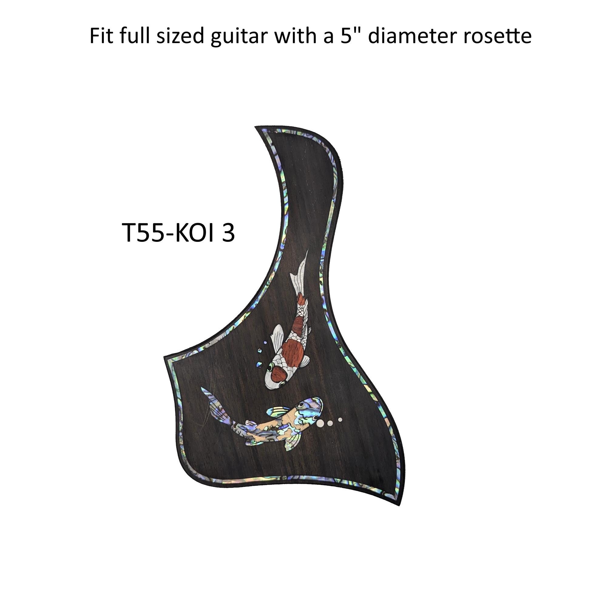 Taylor Style Pickguard Rosewood Colorful Abalone & White Mother-of-Pearl Inlay Koi Design