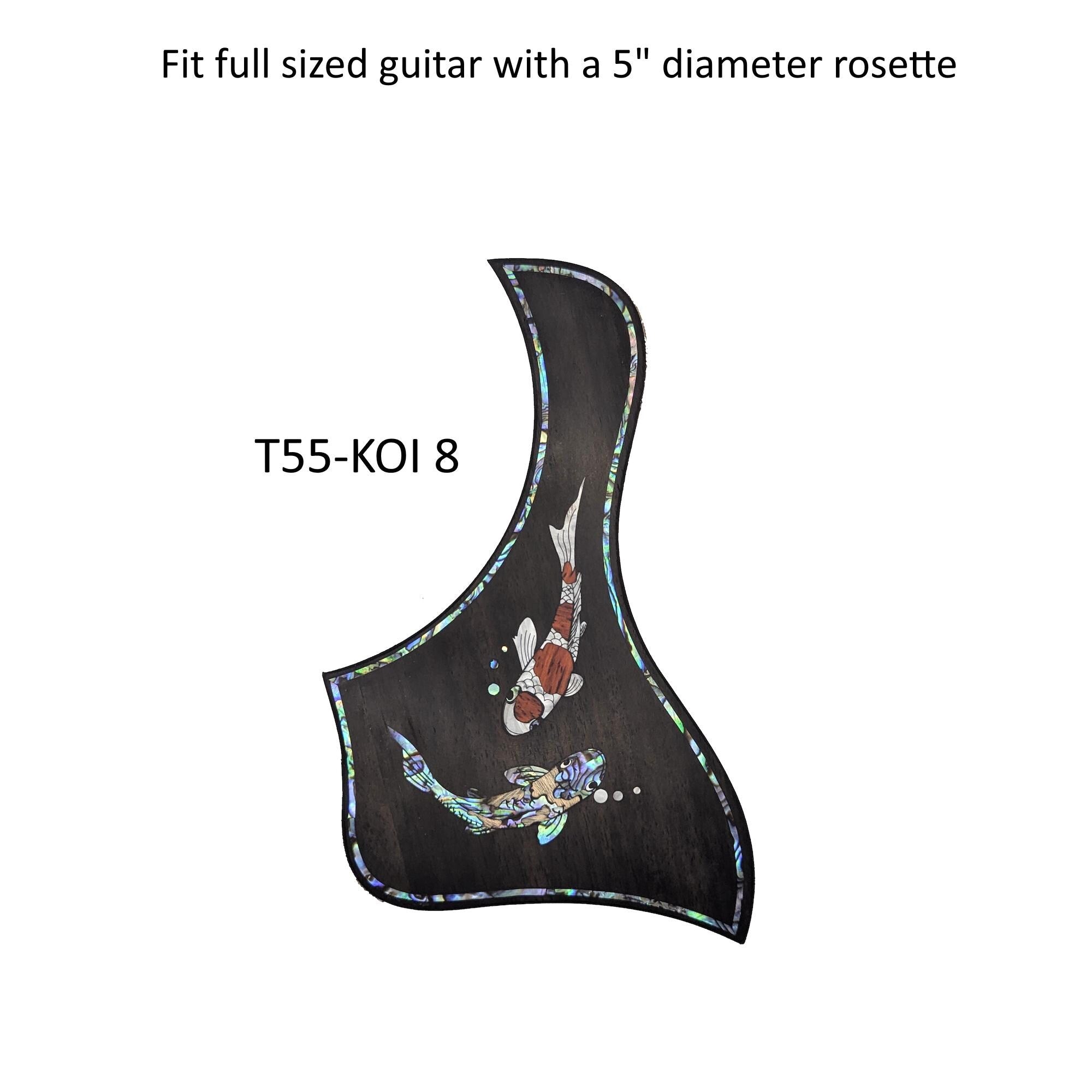 Taylor Style Pickguard Rosewood Colorful Abalone & White Mother-of-Pearl Inlay Koi Design