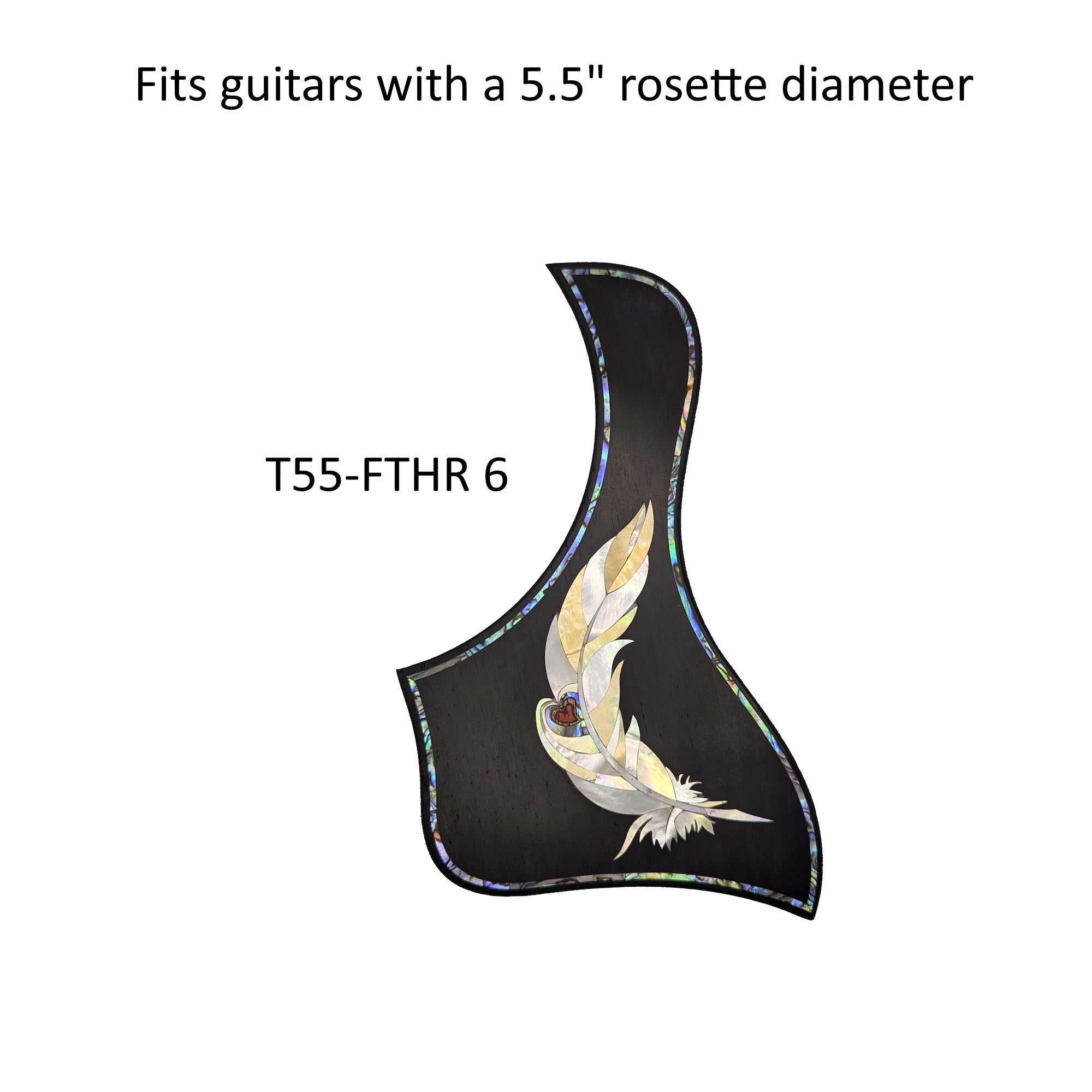 Taylor Style Pickguard Rosewood Colorful Abalone & White Mother-of-Pearl Inlay Feather Design