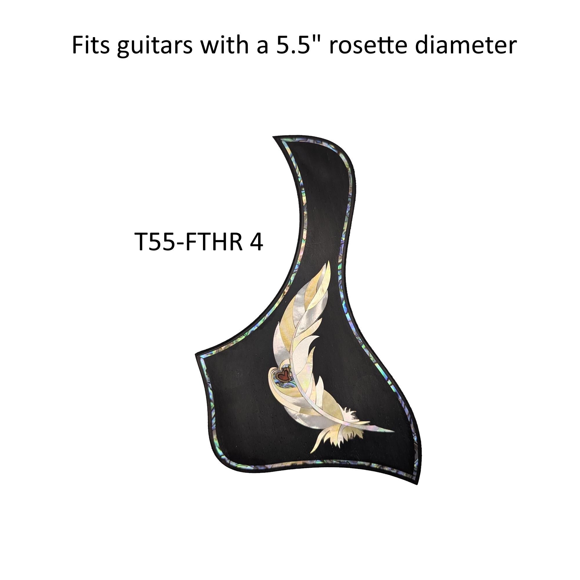 Taylor Style Pickguard Rosewood Colorful Abalone & White Mother-of-Pearl Inlay Feather Design