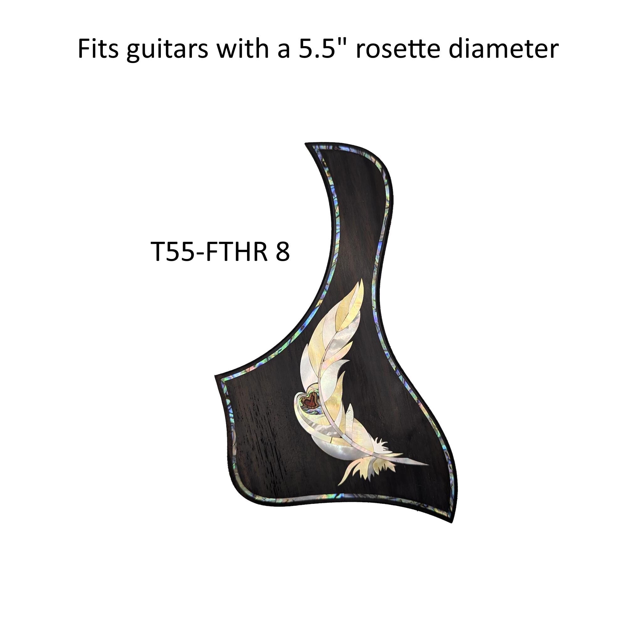 Taylor Style Pickguard Rosewood Colorful Abalone & White Mother-of-Pearl Inlay Feather Design