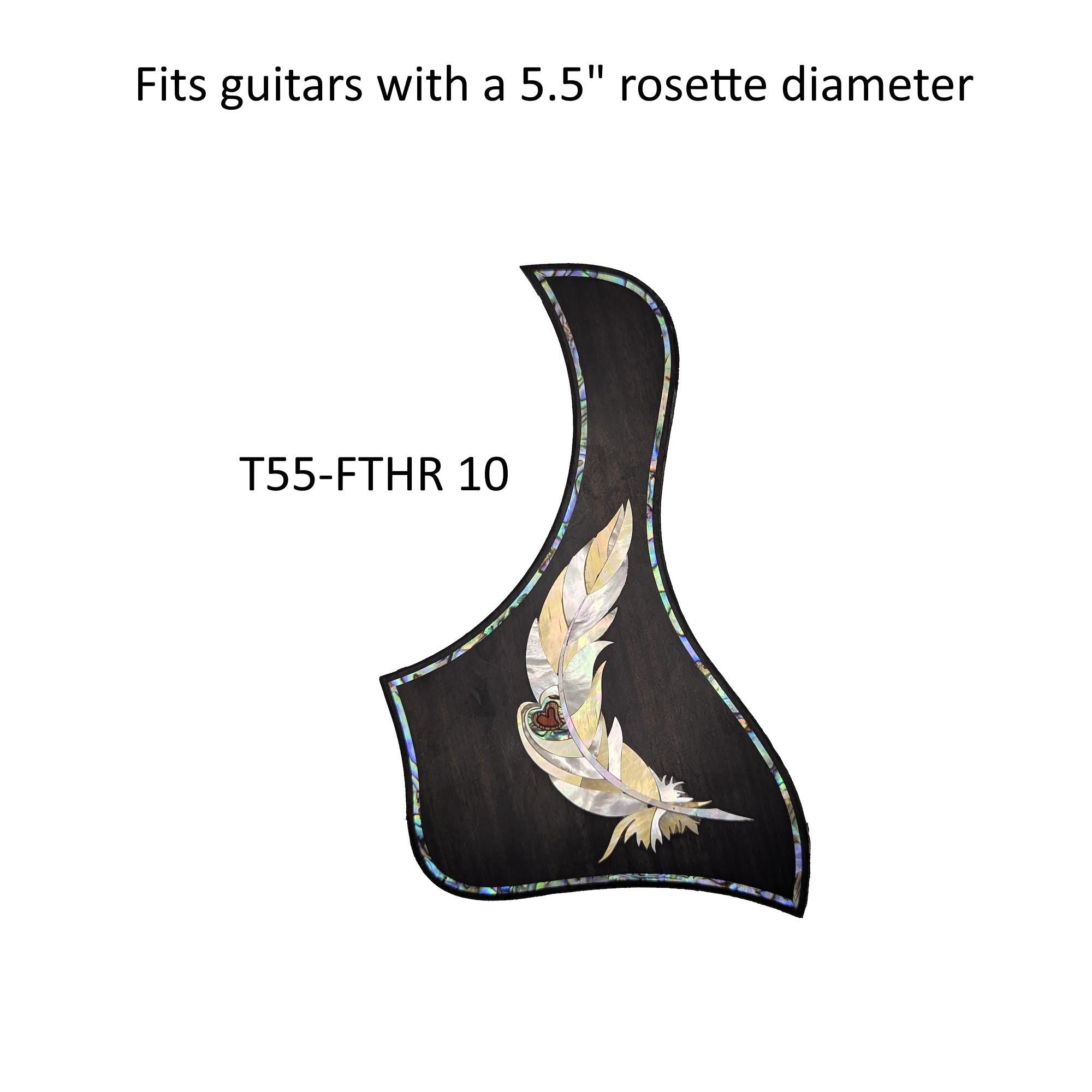Taylor Style Pickguard Rosewood Colorful Abalone & White Mother-of-Pearl Inlay Feather Design