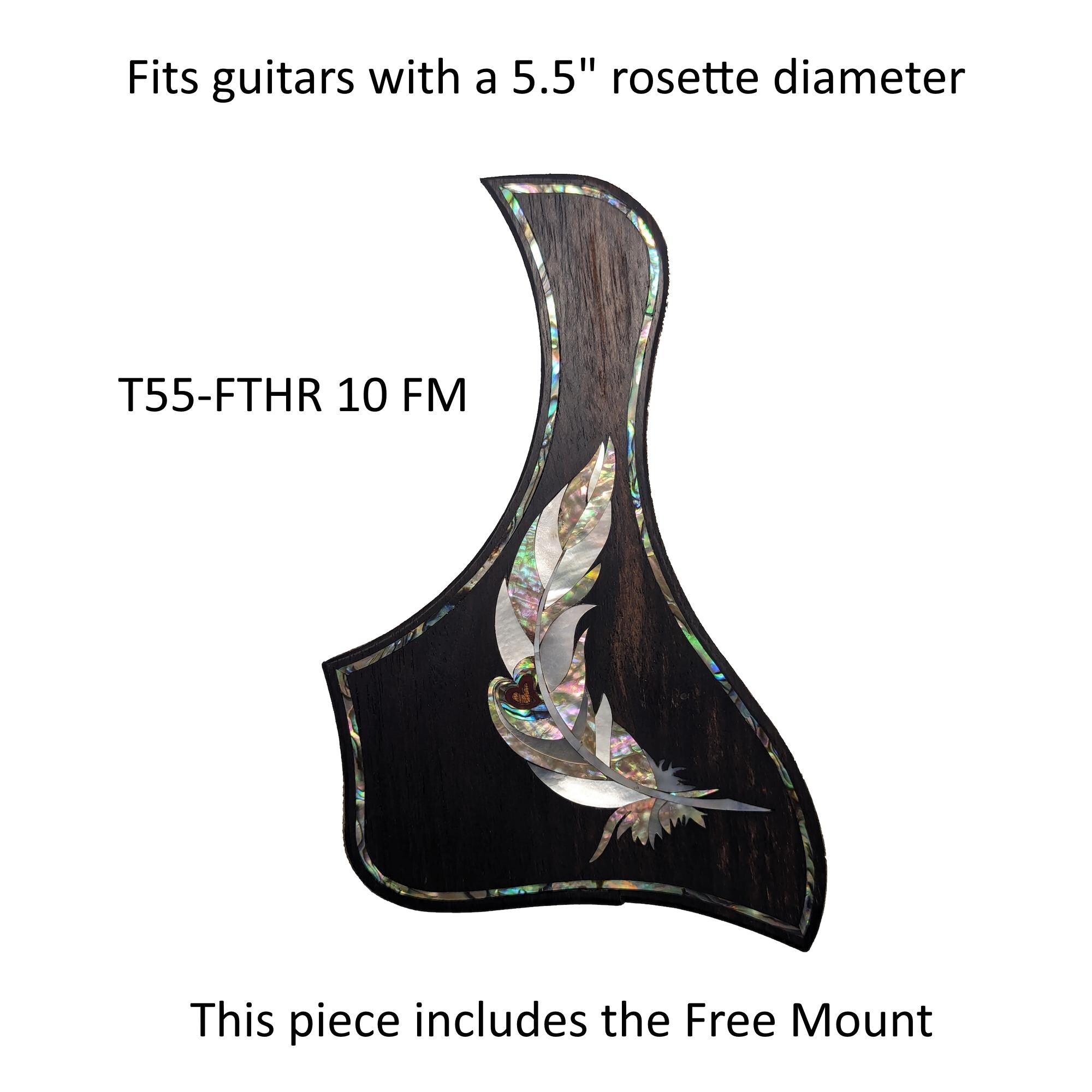 Taylor Style Pickguard Rosewood Colorful Abalone & White Mother-of-Pearl Inlay Feather Design