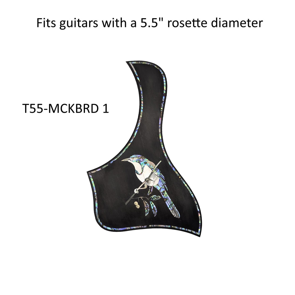 Mockingbird Design Guitar Pickguard Blue-Green Abalone & White Mother-of-Pearl Inlay 5.5"