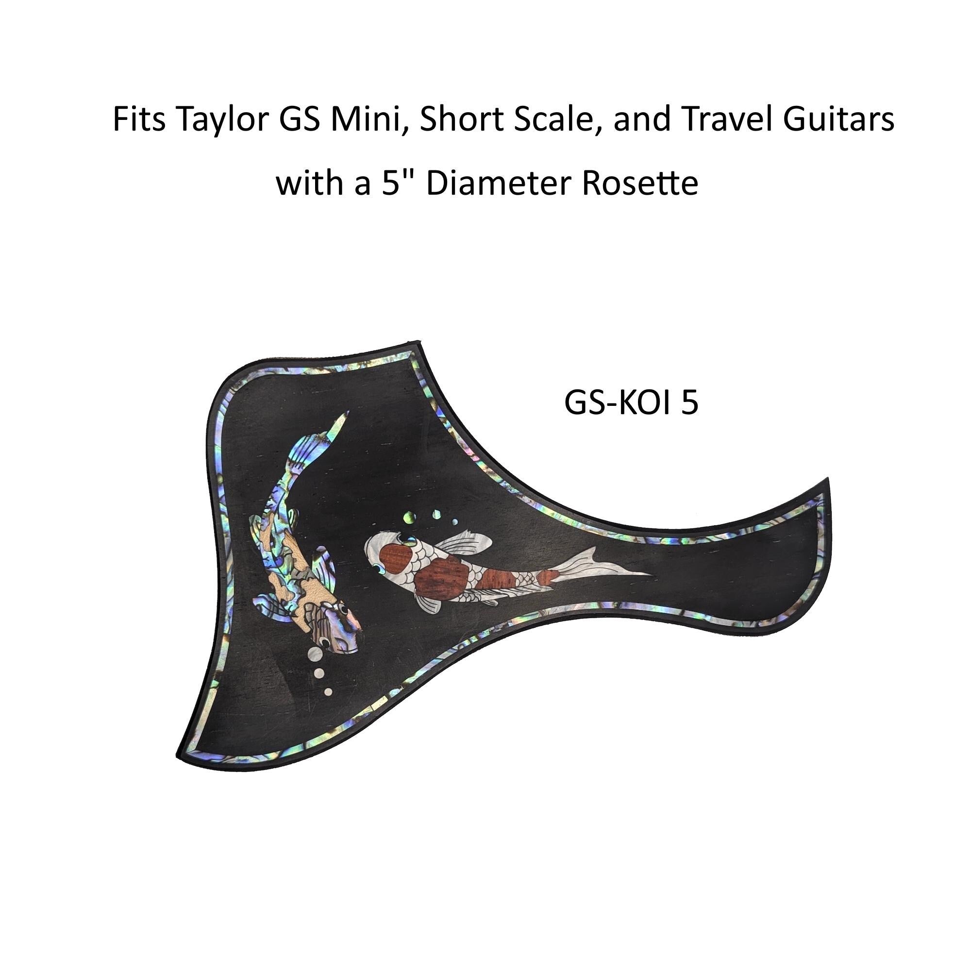 Koi Design Inlay Pickguard Fits Taylor GS Mini Guitar - Abalone & Mother of Pearl
