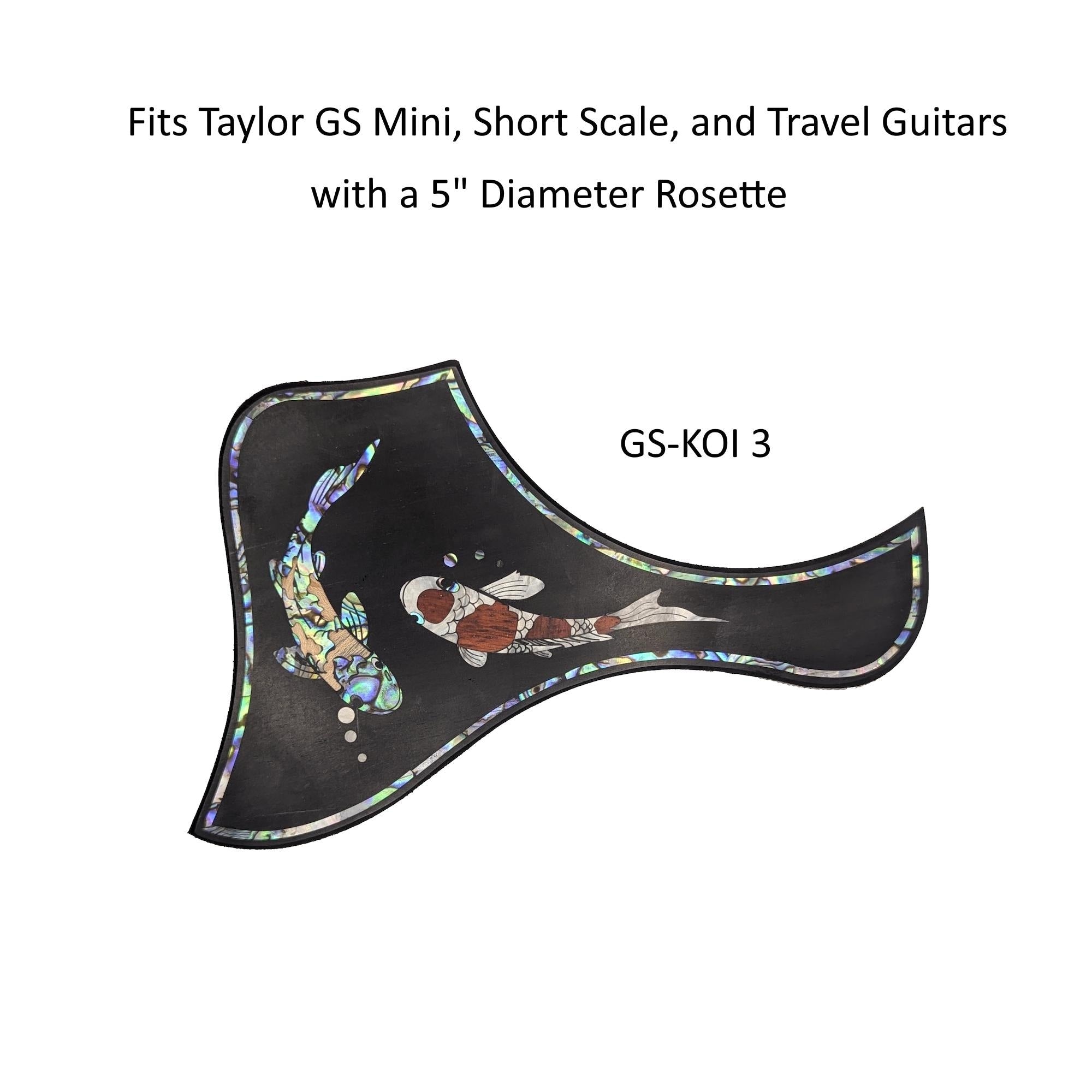 Koi Design Inlay Pickguard Fits Taylor GS Mini Guitar - Abalone & Mother of Pearl