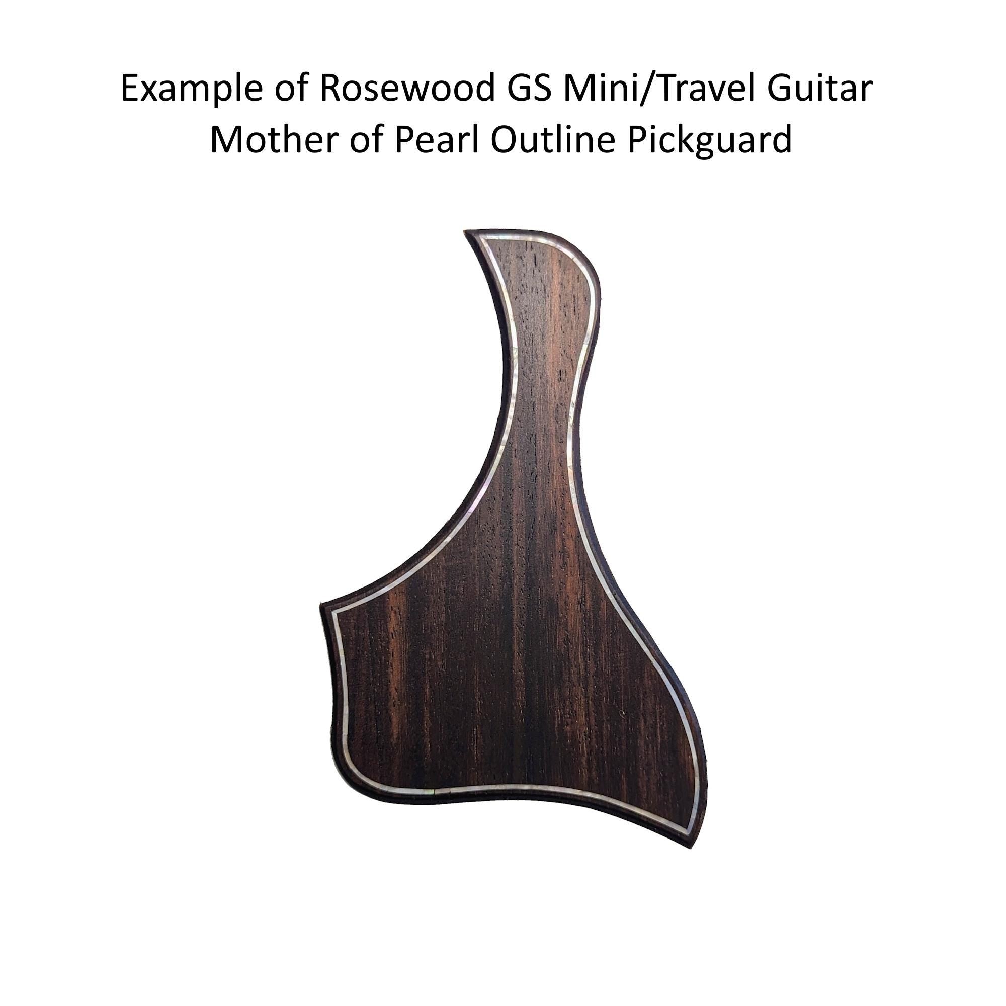 Rosewood Taylor Style Guitar Pickguard: White Mother of Pearl Inlay, Free Mount Option