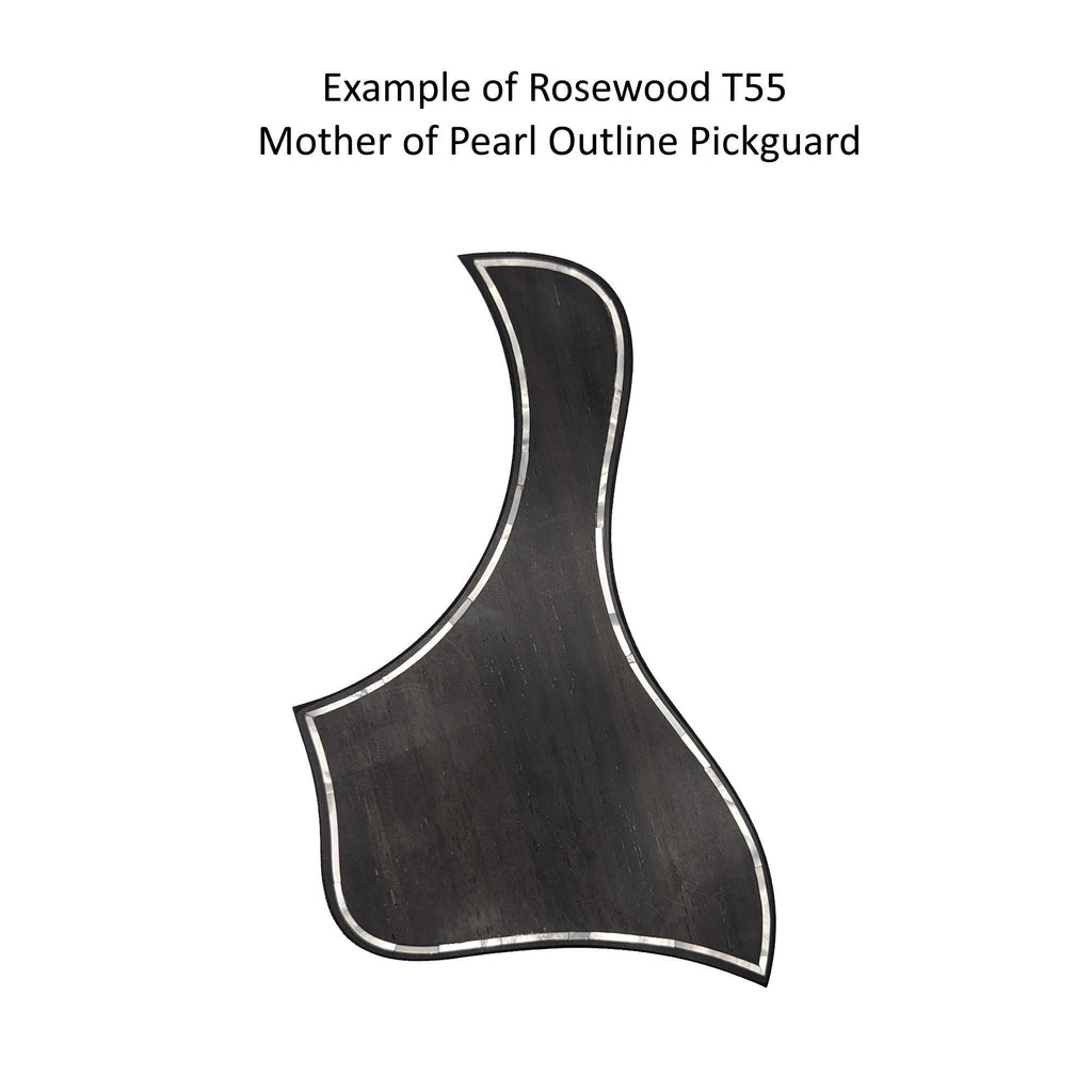 Rosewood Taylor Style Guitar Pickguard: White Mother of Pearl Inlay, Free Mount Option