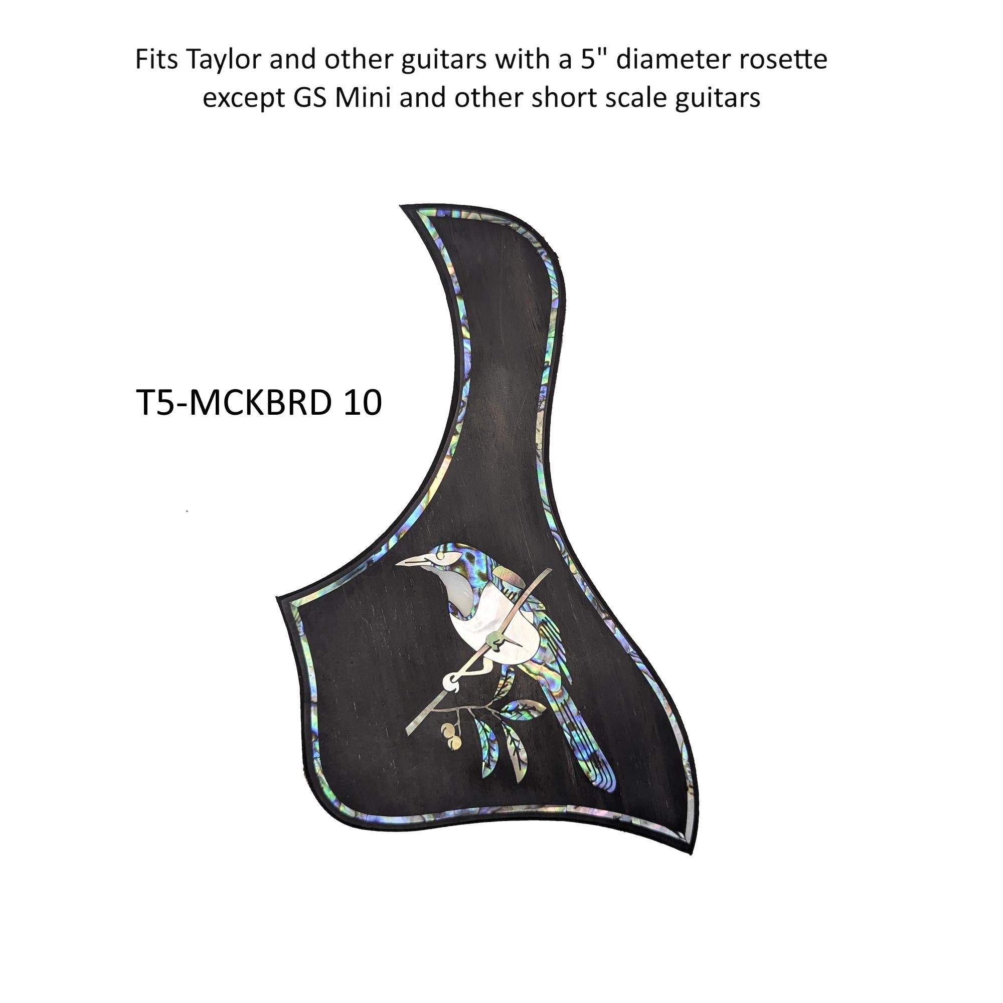 Taylor Style PickguardRosewood, Blue-Green Abalone & White Mother-of-Pearl Inlay Mockingbird Design