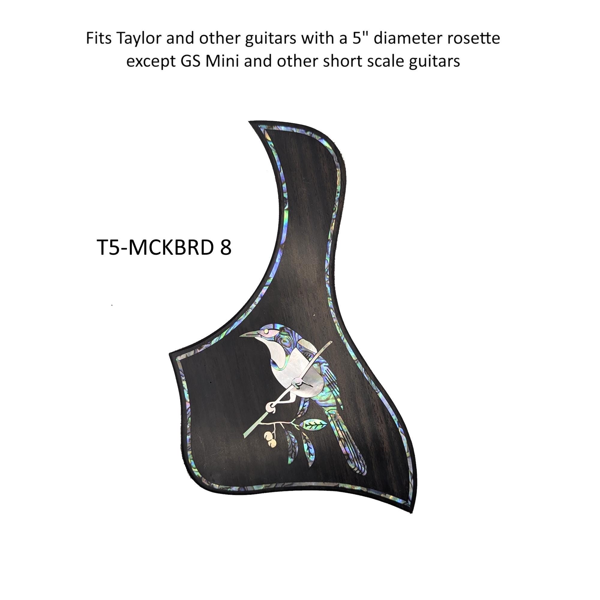 Taylor Style PickguardRosewood, Blue-Green Abalone & White Mother-of-Pearl Inlay Mockingbird Design