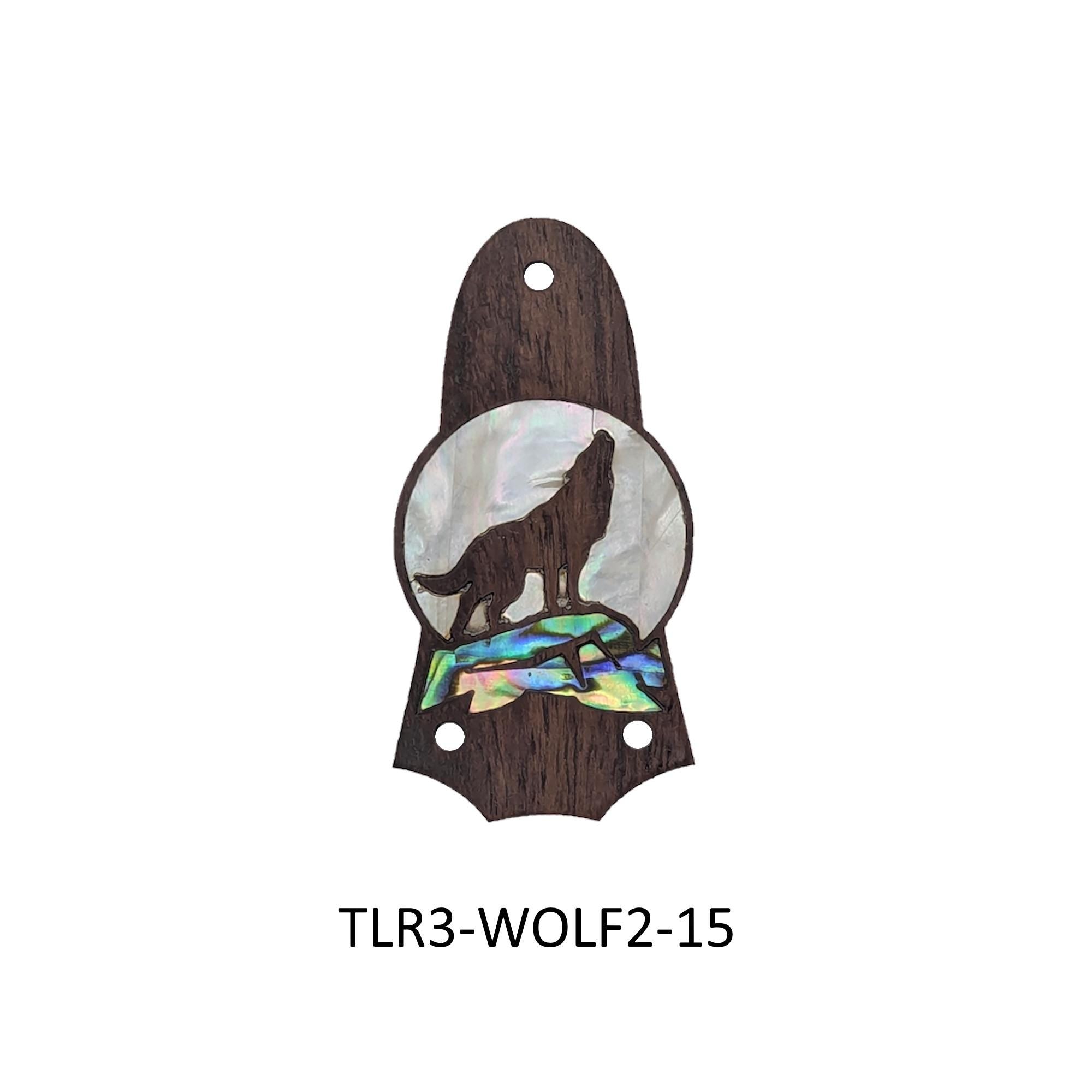 Truss Rod Cover Wolf & Howling Moon Colorful Abalone and White Mother of Pearl Inlay