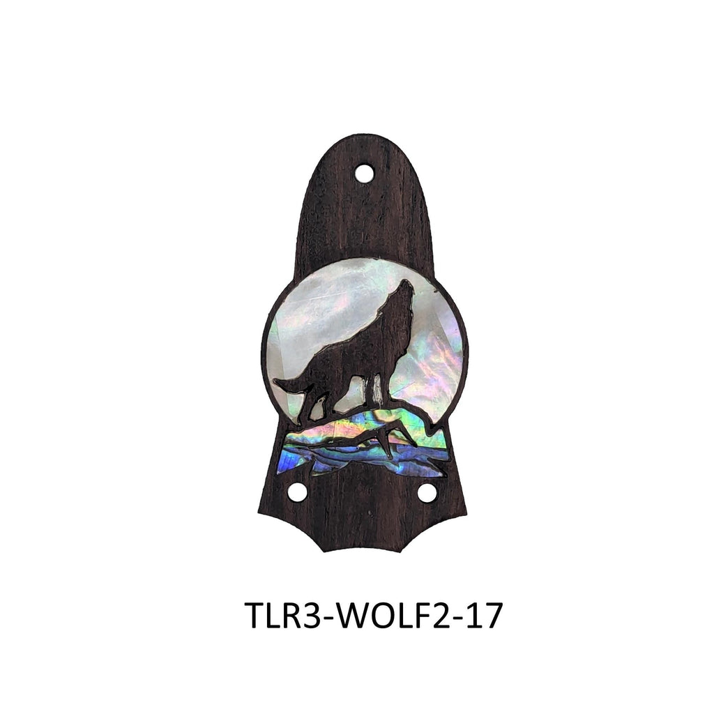 Truss Rod Cover Wolf & Howling Moon Colorful Abalone and White Mother of Pearl Inlay