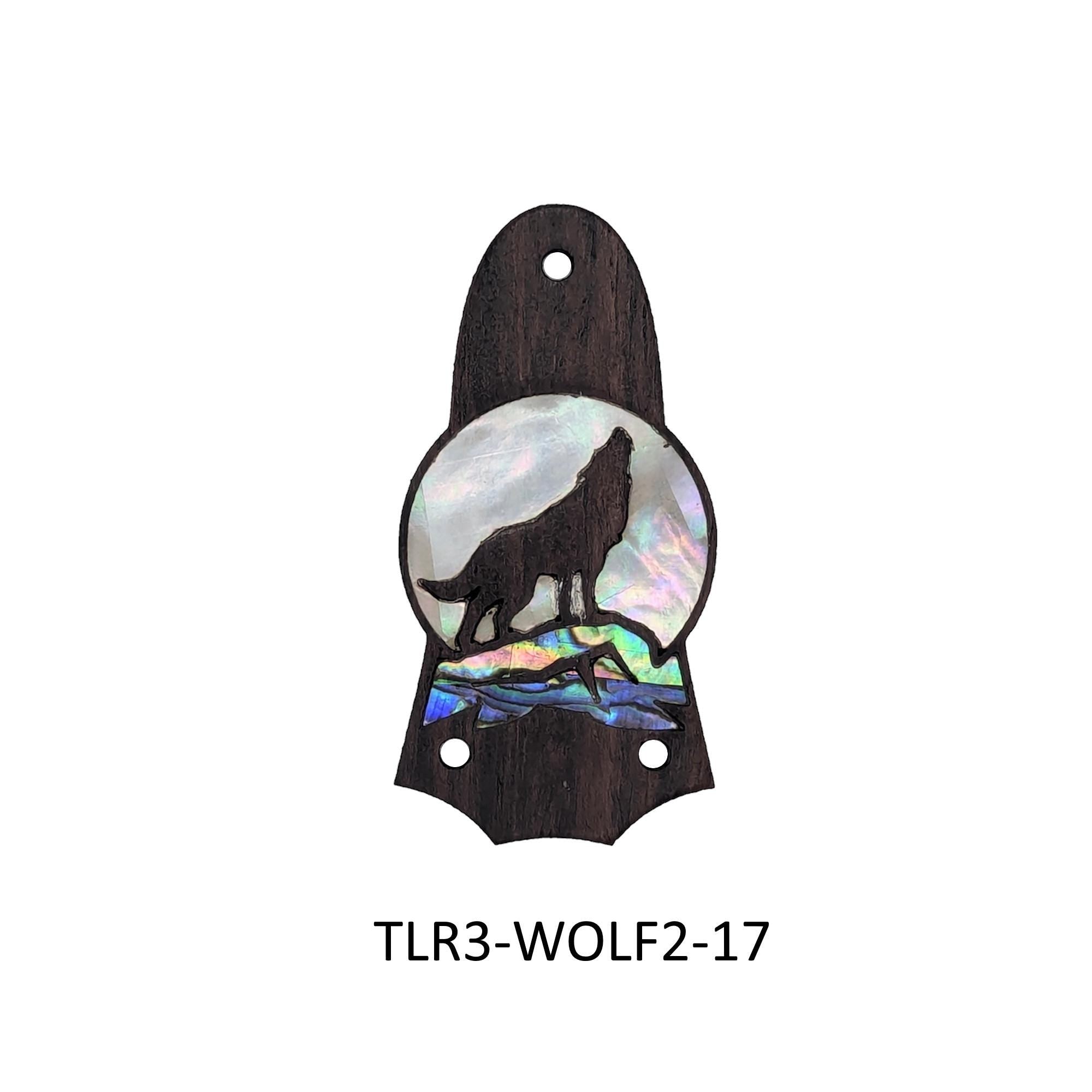 Truss Rod Cover Wolf & Howling Moon Colorful Abalone and White Mother of Pearl Inlay